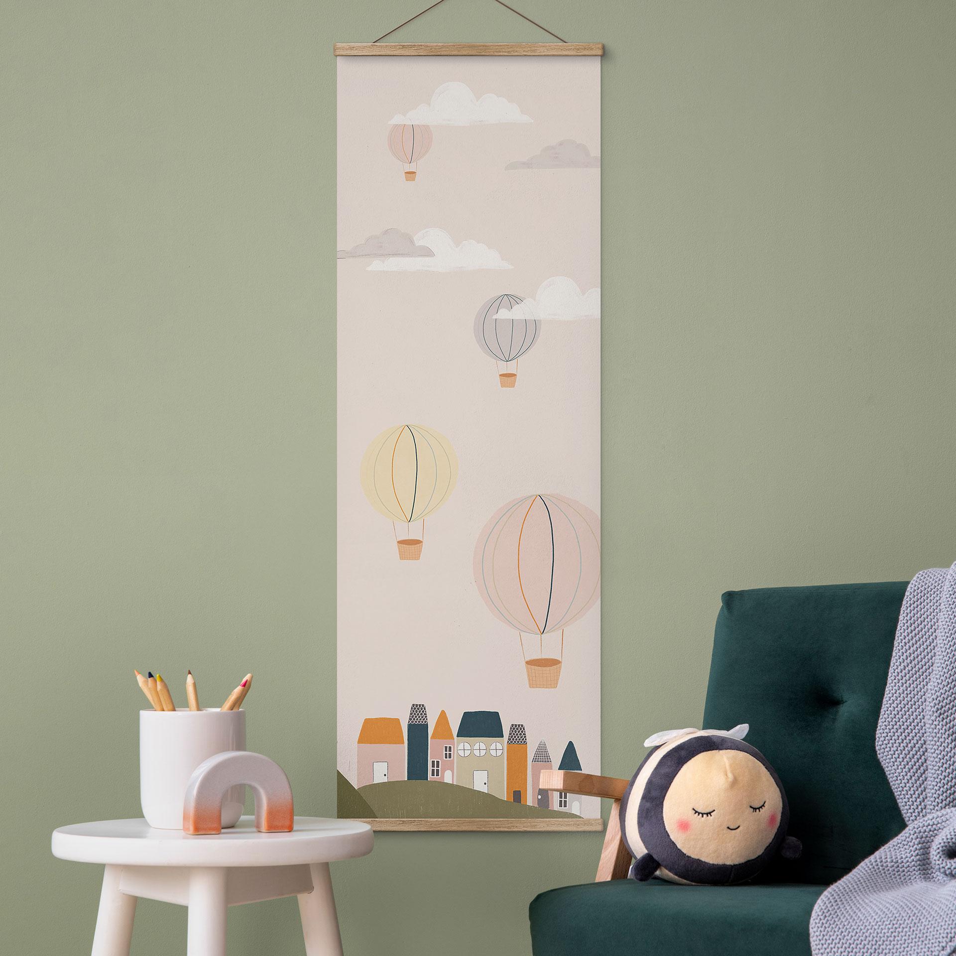 Tekstil plakat Farverige luftballoner på himlen - Menina Lisboa - Panorama