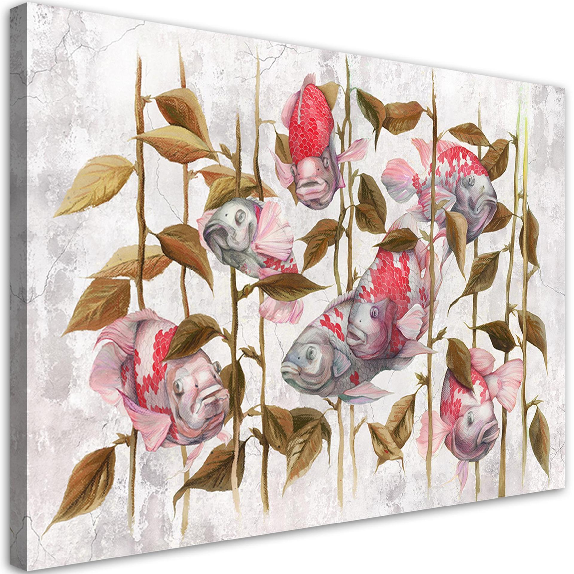 Canvasbillede, farverig koi karpe