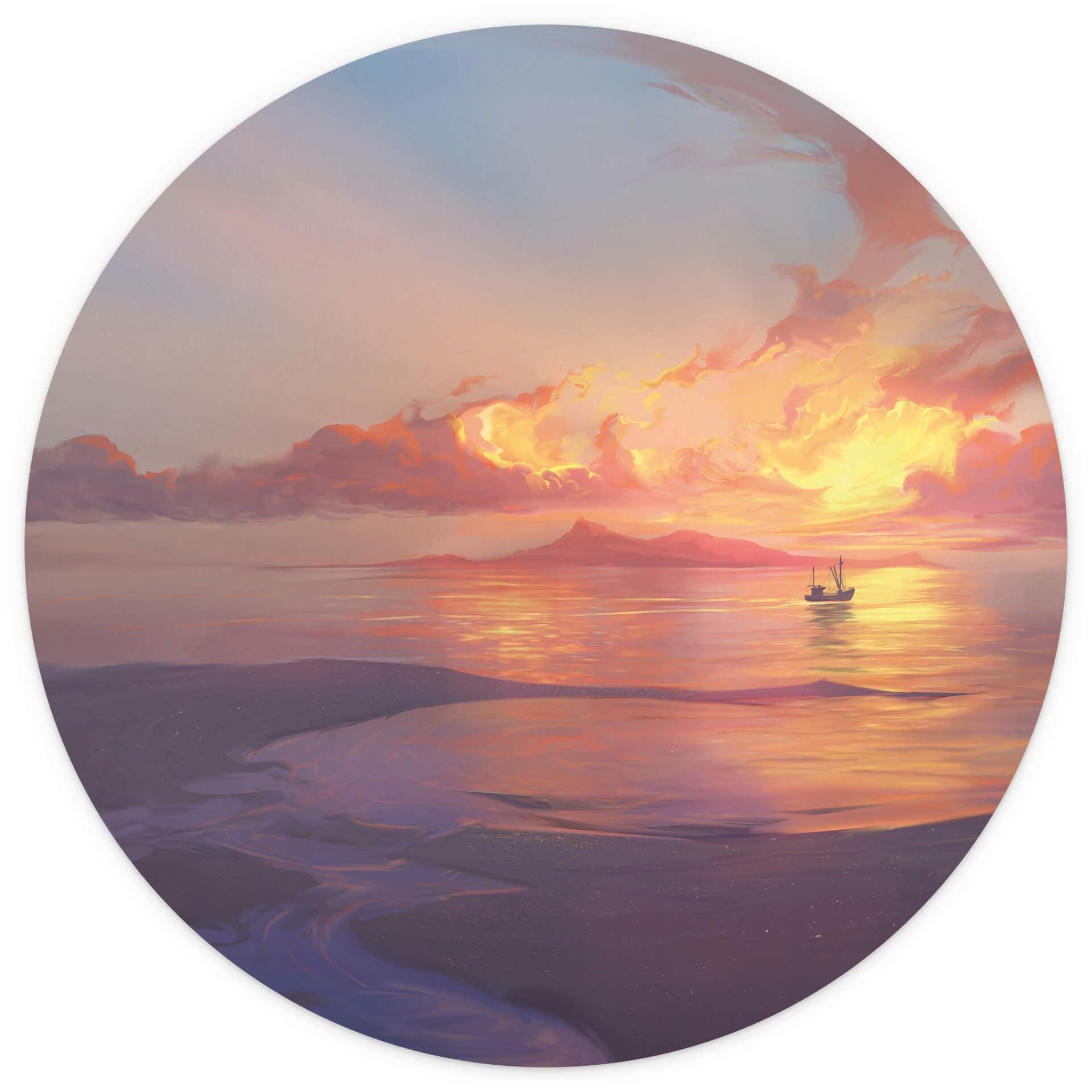 Behangcirkel Aerroscape - Zonsondergang - vliesbehang/zelfklevend vliesbehang