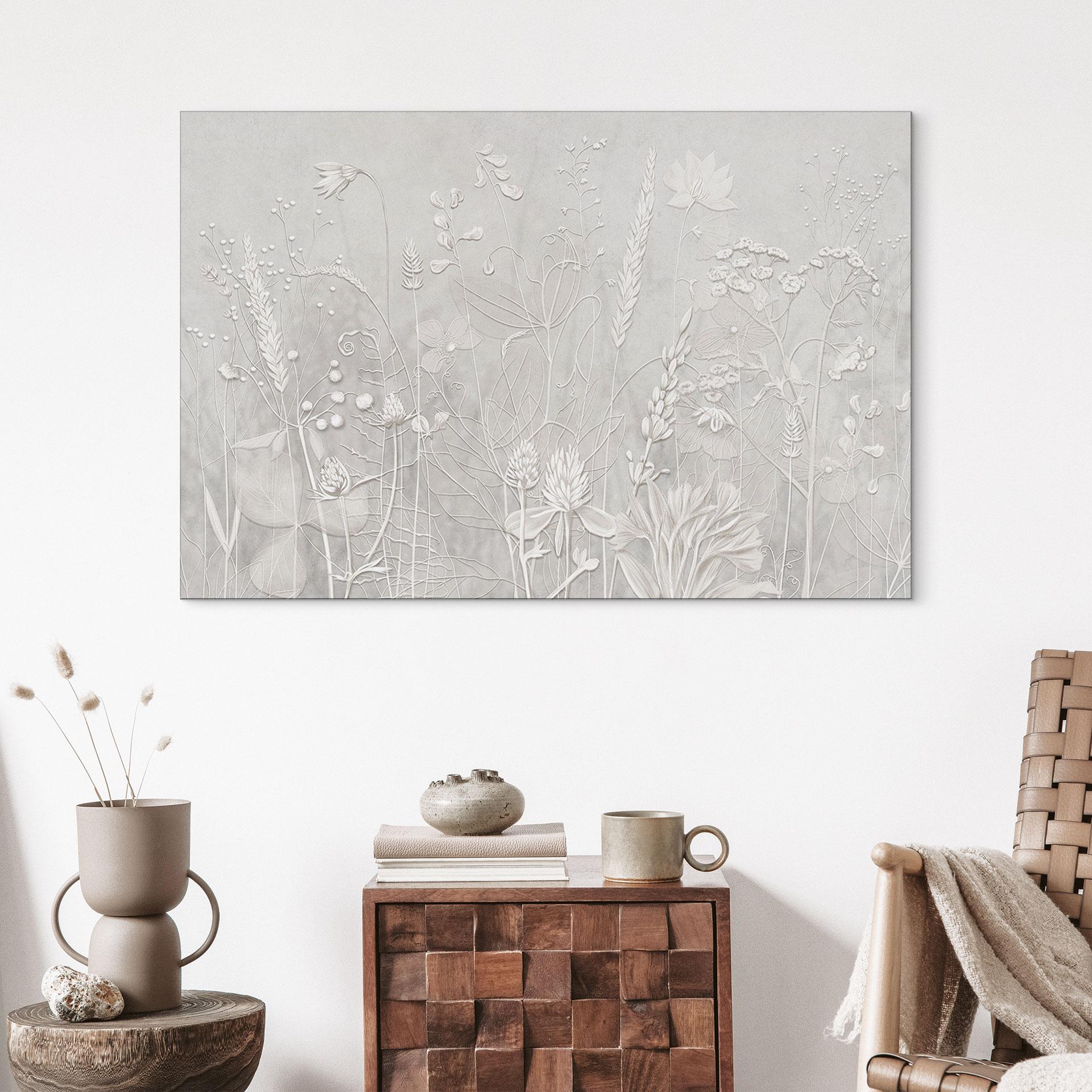 Wandbild Pflanzen in Weiß im modernen Design - Ms Tiff - Alu-Dibond