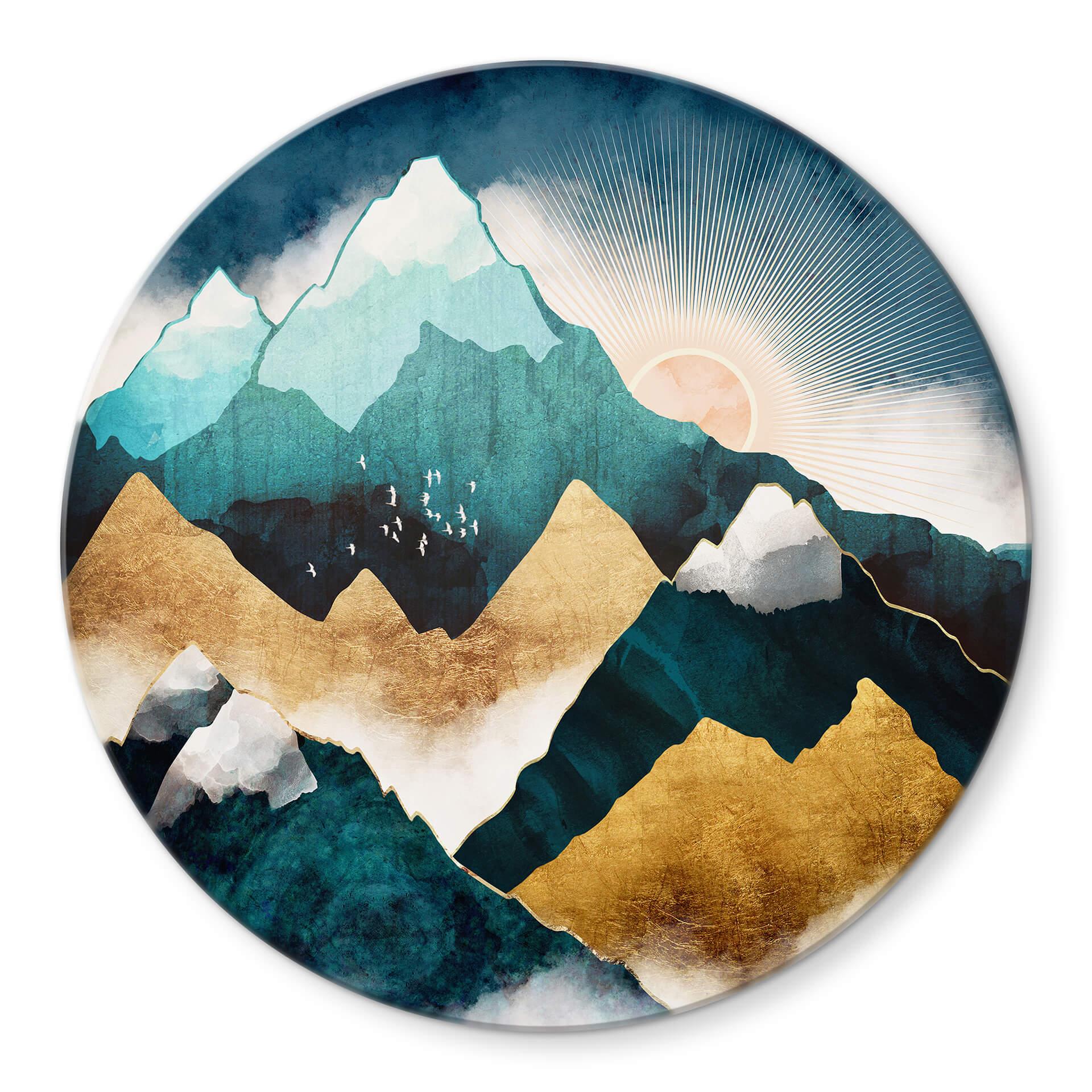 Tableau sur verre rond SpaceFrog Designs - Breaking dawn