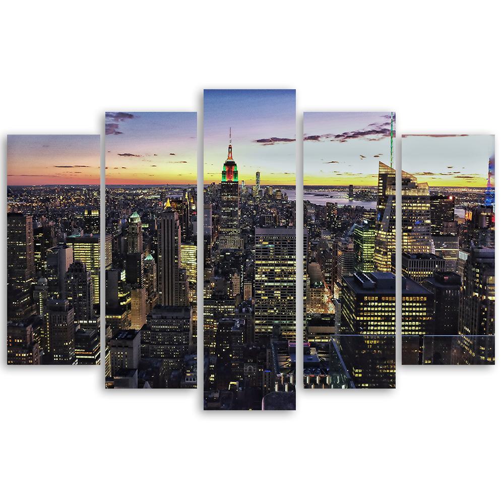 Canvas Print 5 Stuks, New York Skyline City