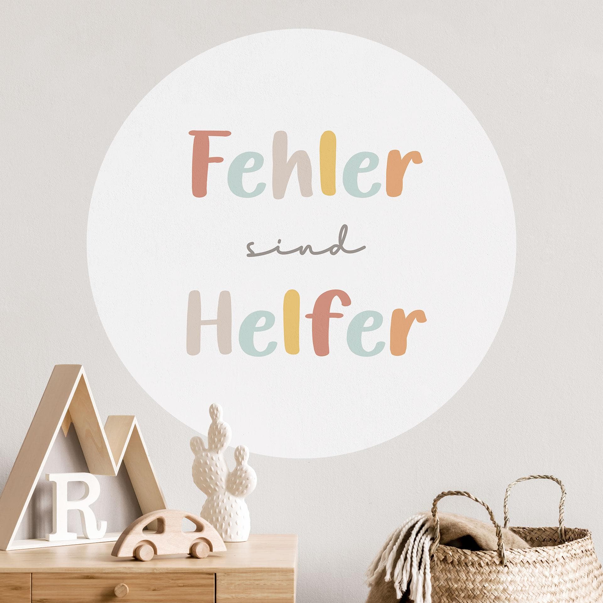 Rundes Wandtattoo - Kraftsatz 'Fehler sind Helfer' fürs Kinderzimmer