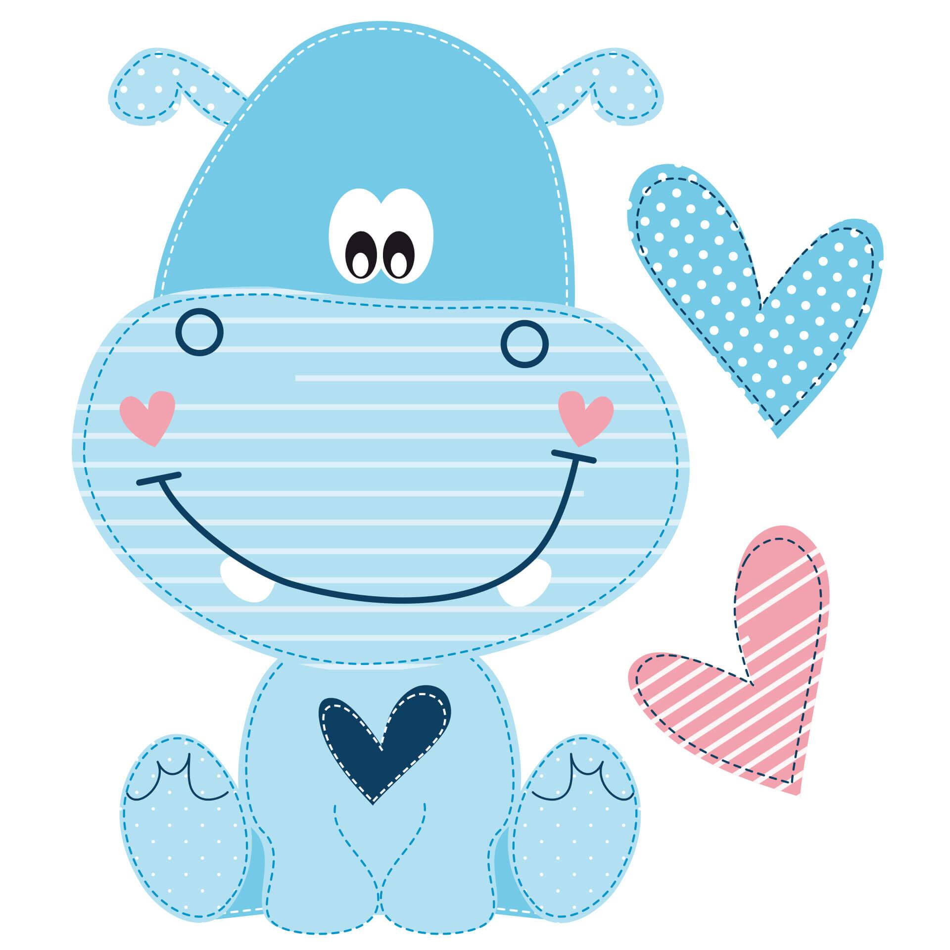 Muursticker Happy Hippo