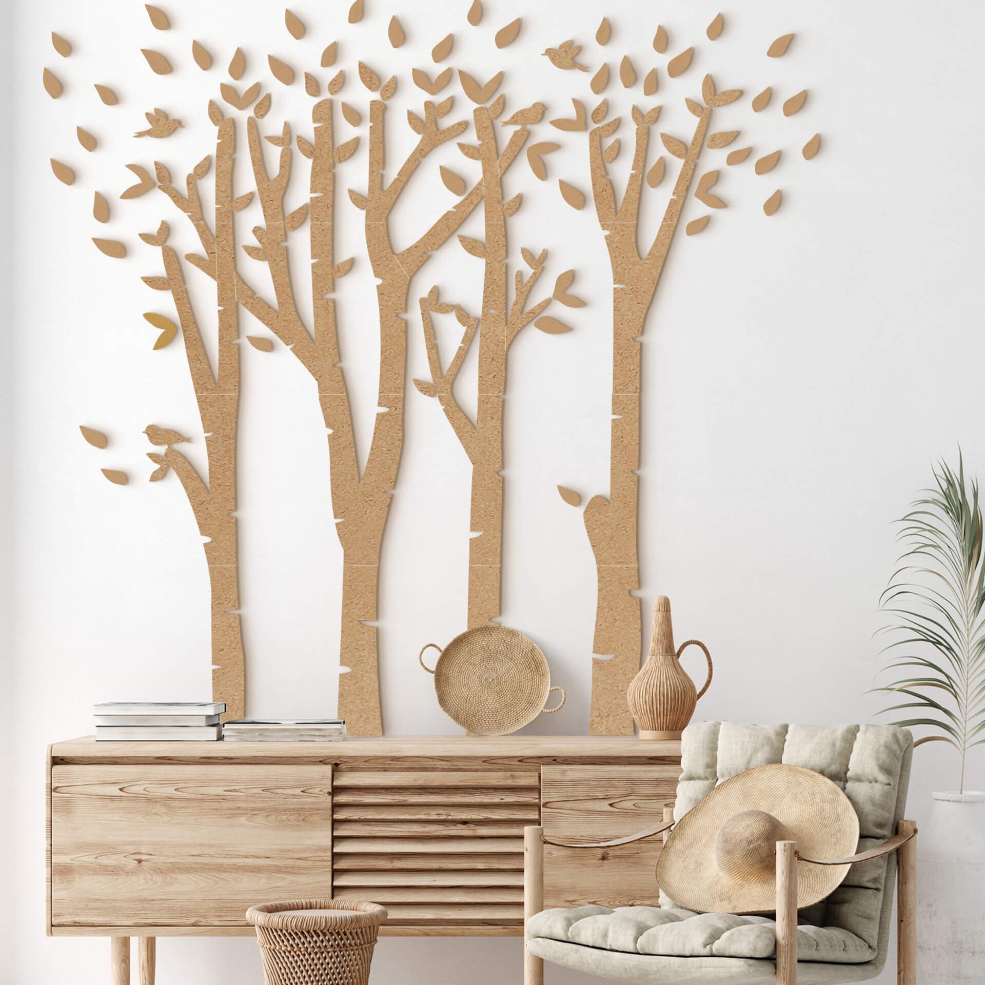 Hojas decorativas bosque de abedules - juego de extensión - MDF naturaleza