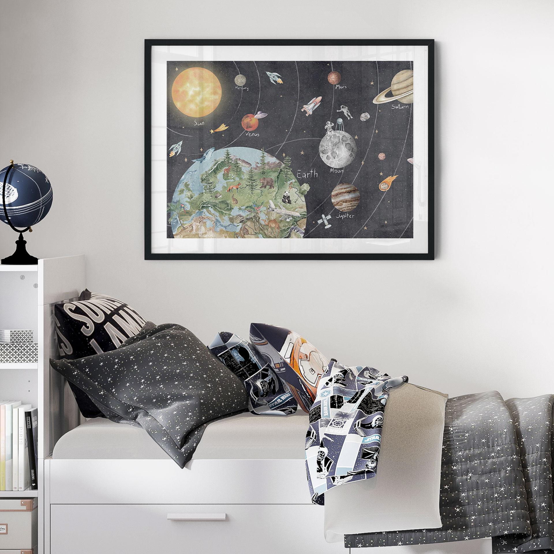 Poster Sonnensystem mit Planeten und Erde - Ms Tiff