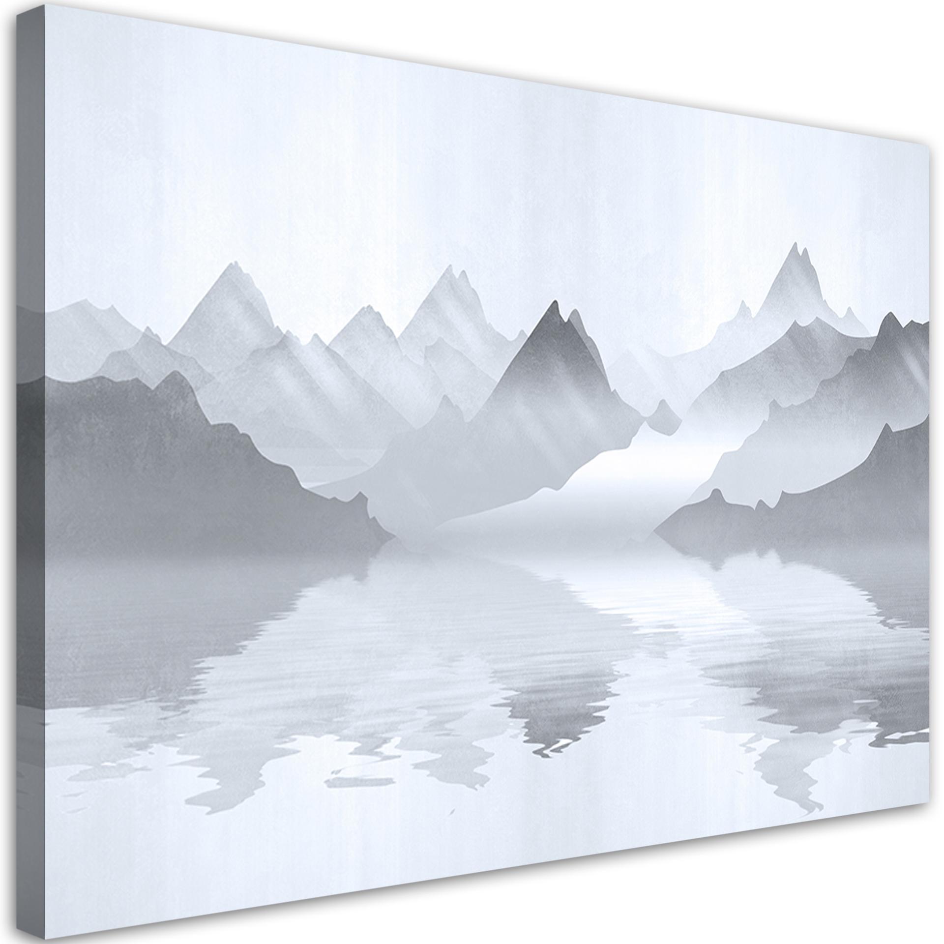 Canvasbillede, Abstraktion af bjerge ved havet