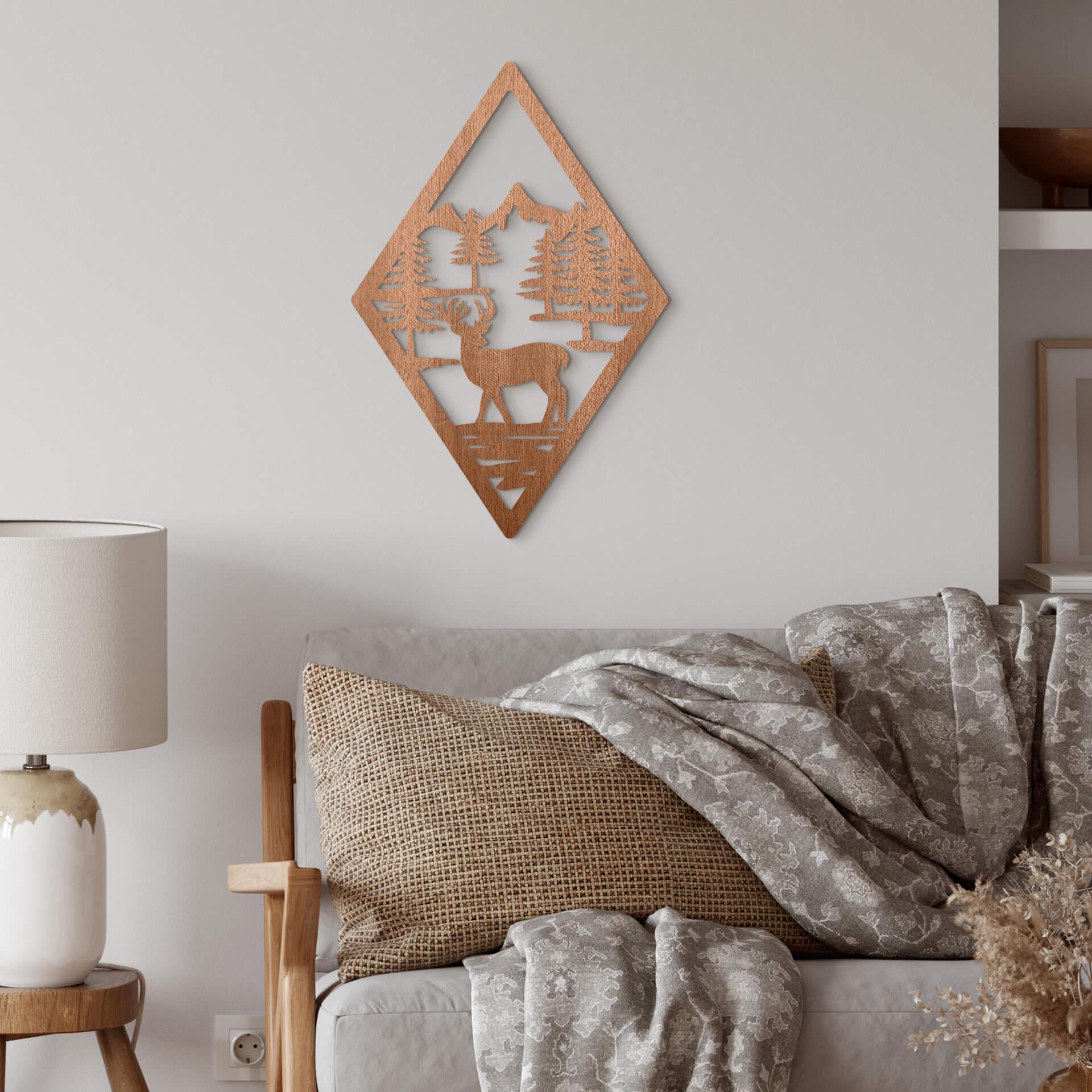 Decoración en madera en forma de diamante - caoba