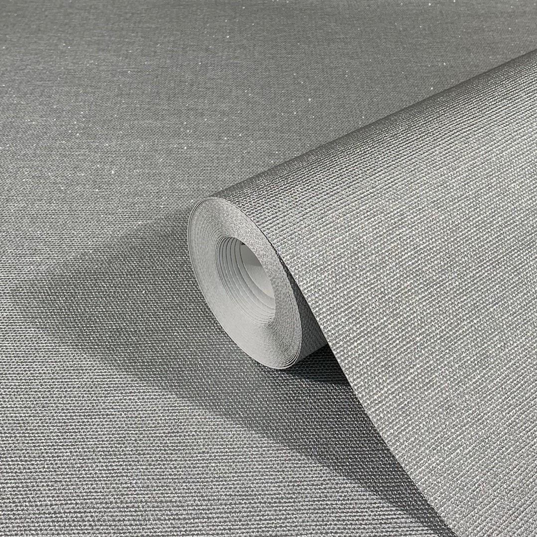 Non-woven tapet med let struktureret overflade i massivt sølv