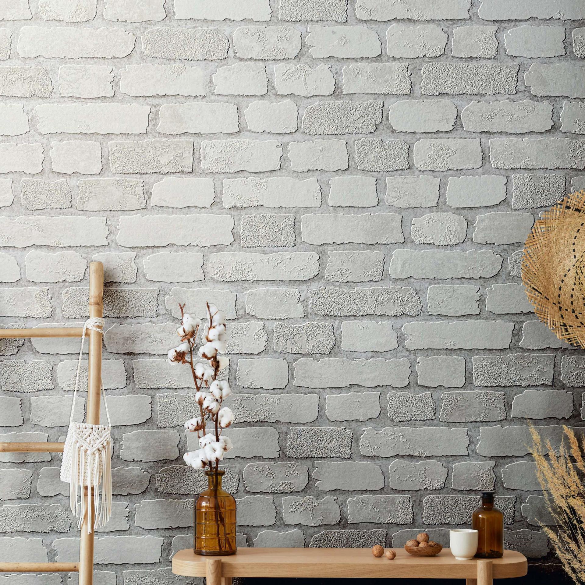 Sten-effekt tapet, hvid non-woven tapet