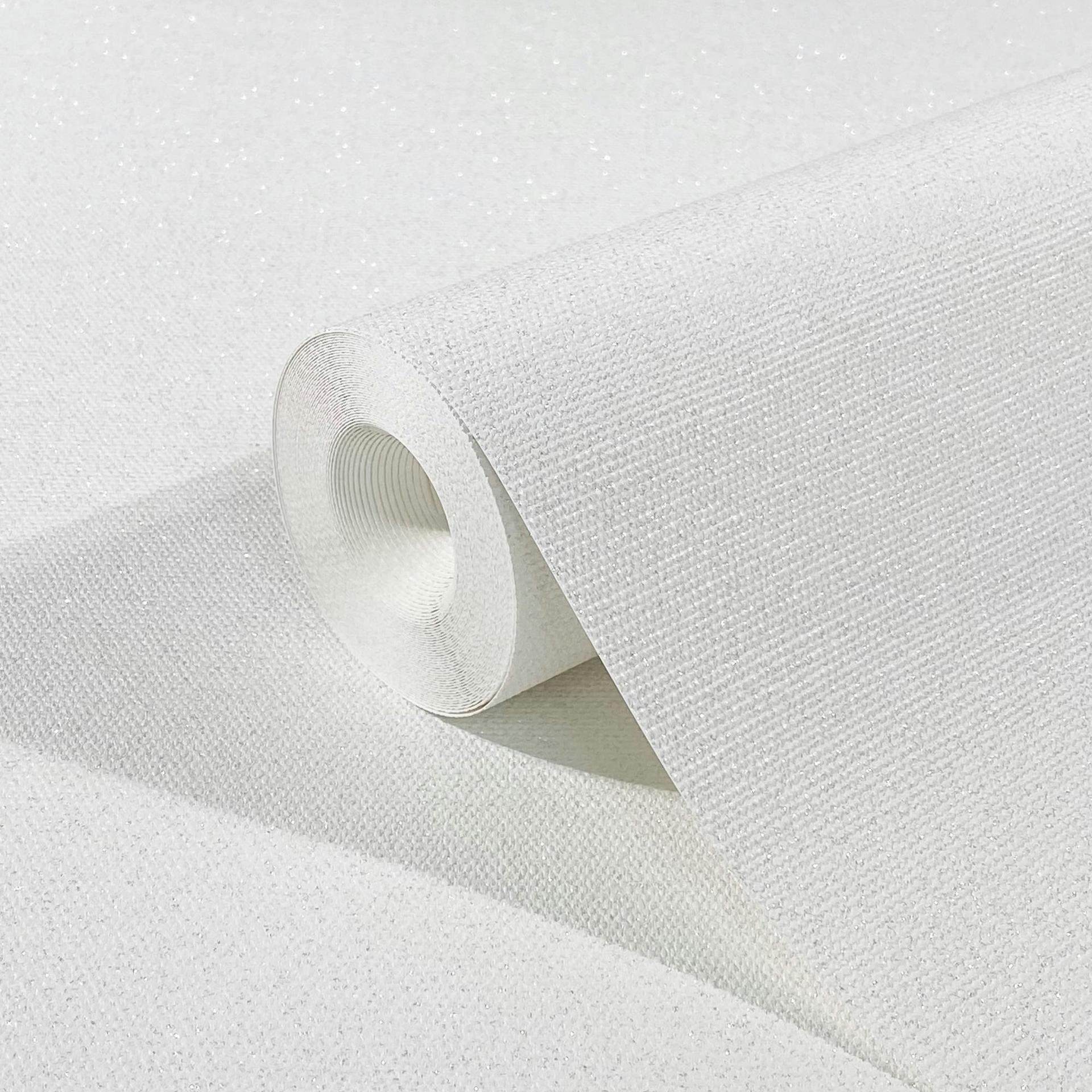 Non-woven tapet med et let tekstil-look i ensfarvet hvid struktur