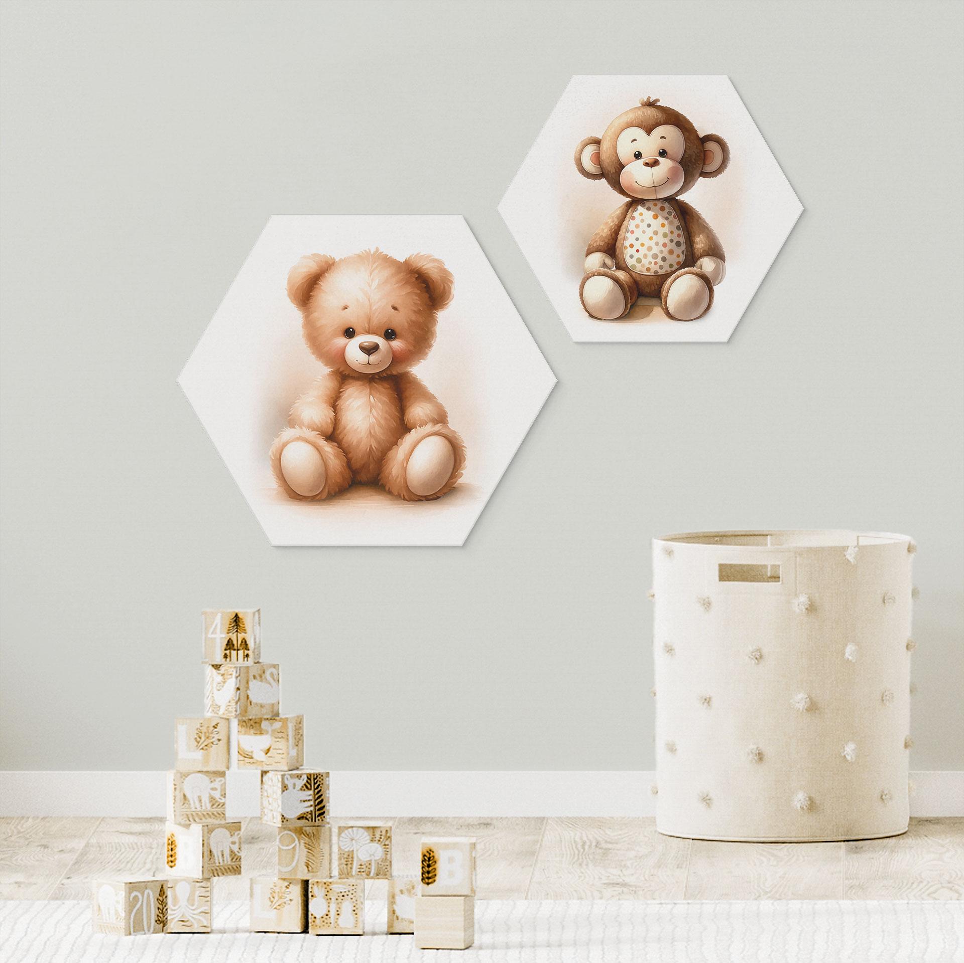 Hexagon Dibond Lille bamse - Magnusson