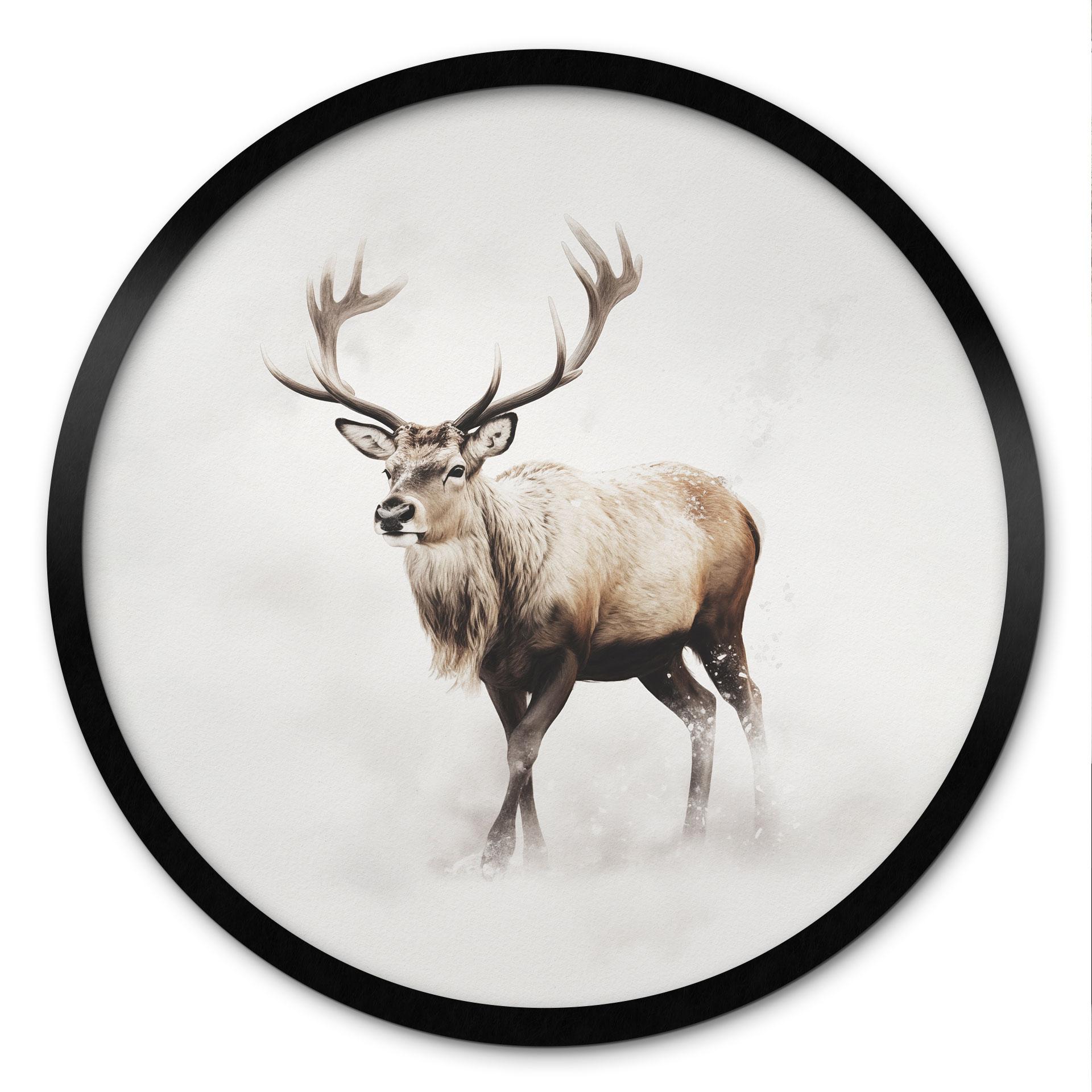 Plakat hjort i hvid vinter - Magnusson - Round