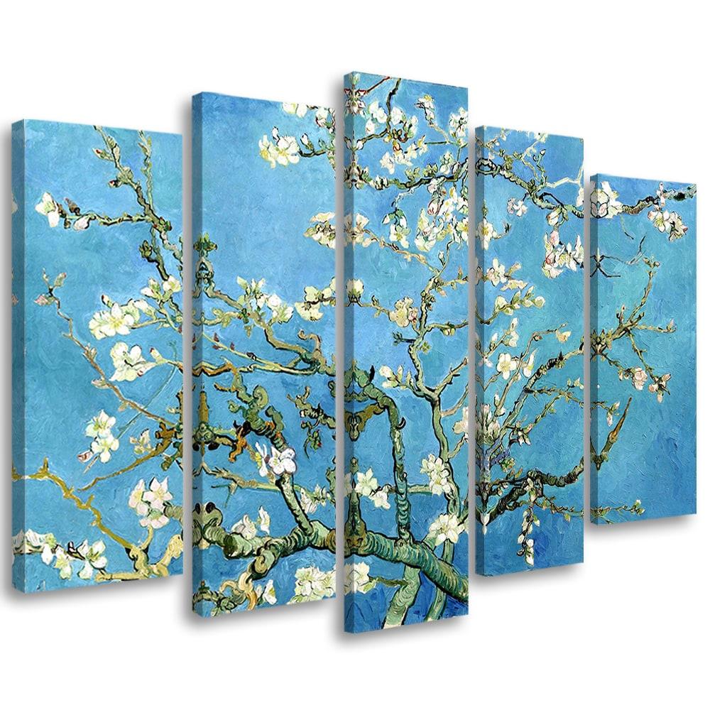 5 stykke lærredstryk, mandelblomst Vincent Van Gogh