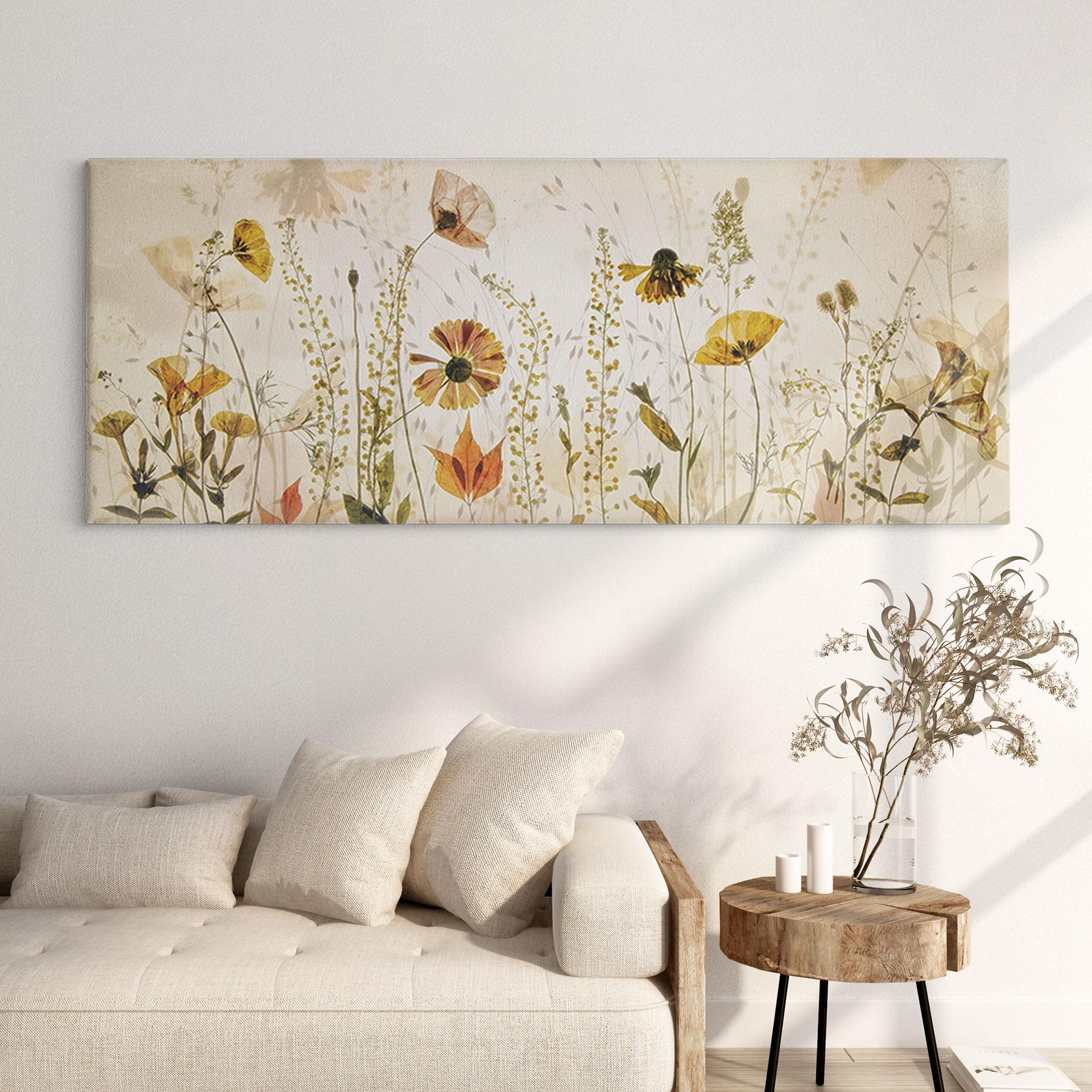 Canvasbillede Vilde engblomster i sollyset - Talen - Panorama