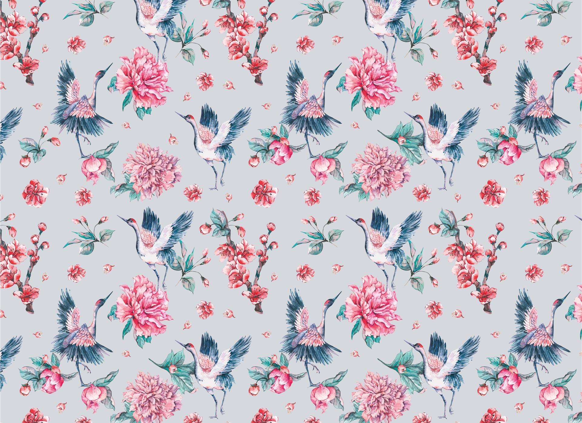PinkCrane design behang in grijs roze - vliesbehang Designwalls 2 - 2,55 x 3,5 m