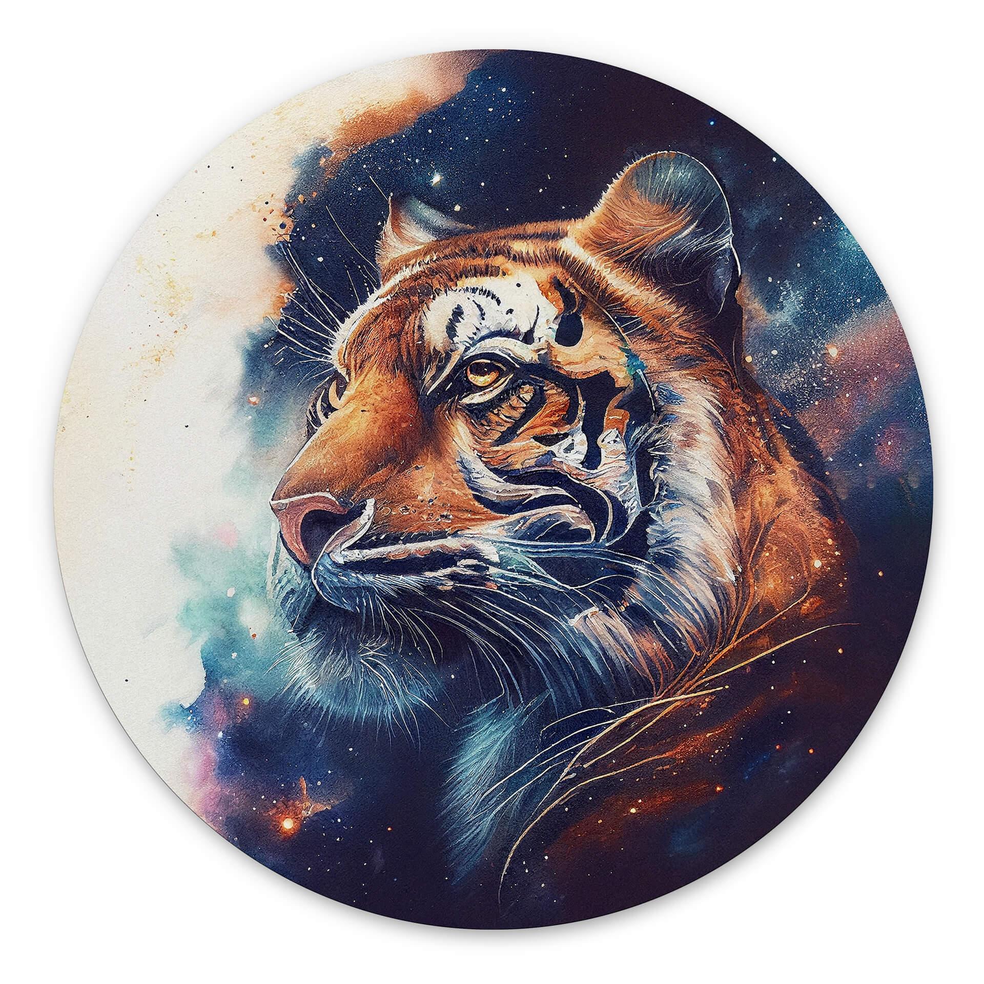 Vægcirkel Heine - Starry Tiger – print på aluminium (Alu-Dibond)