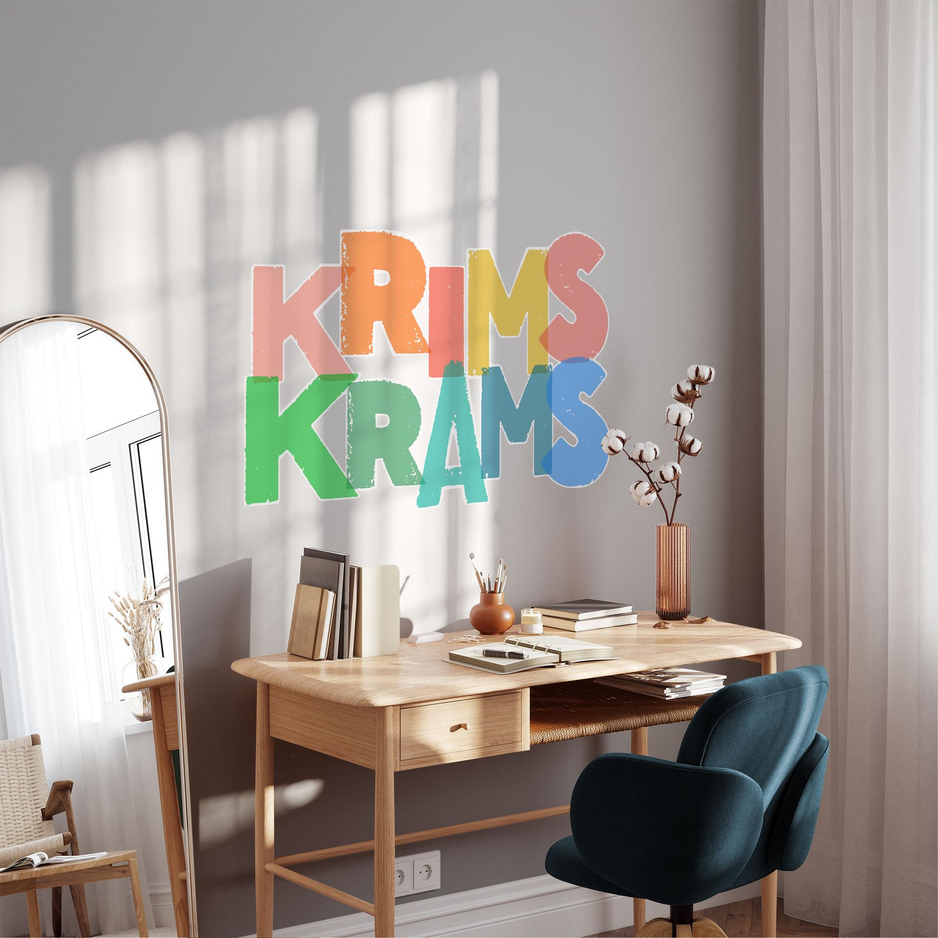 Typografi Wallsticker Krimskrams - farverige bogstaver i brugt look