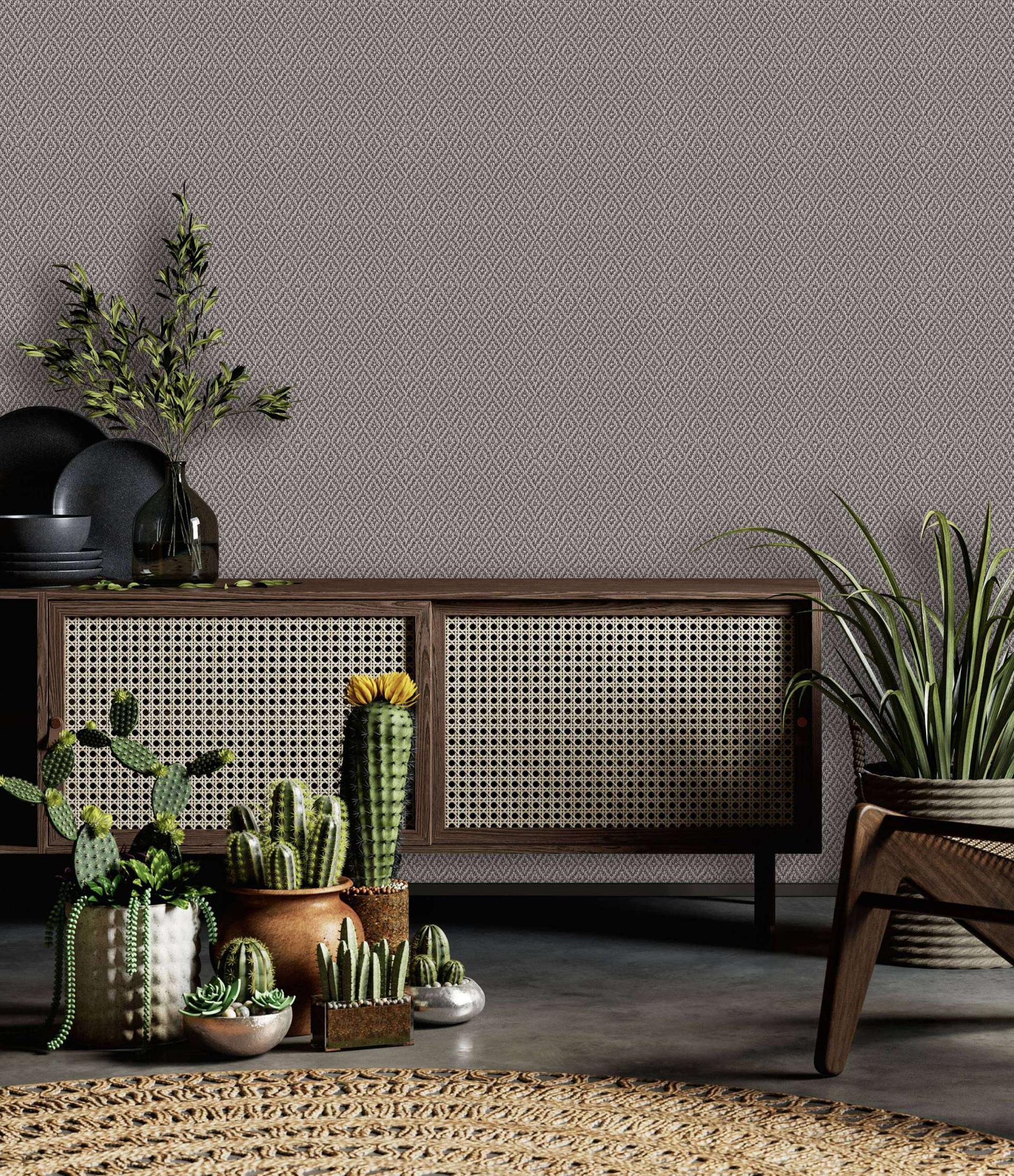 grafisch behang, vliesbehang Flora bruin, beige