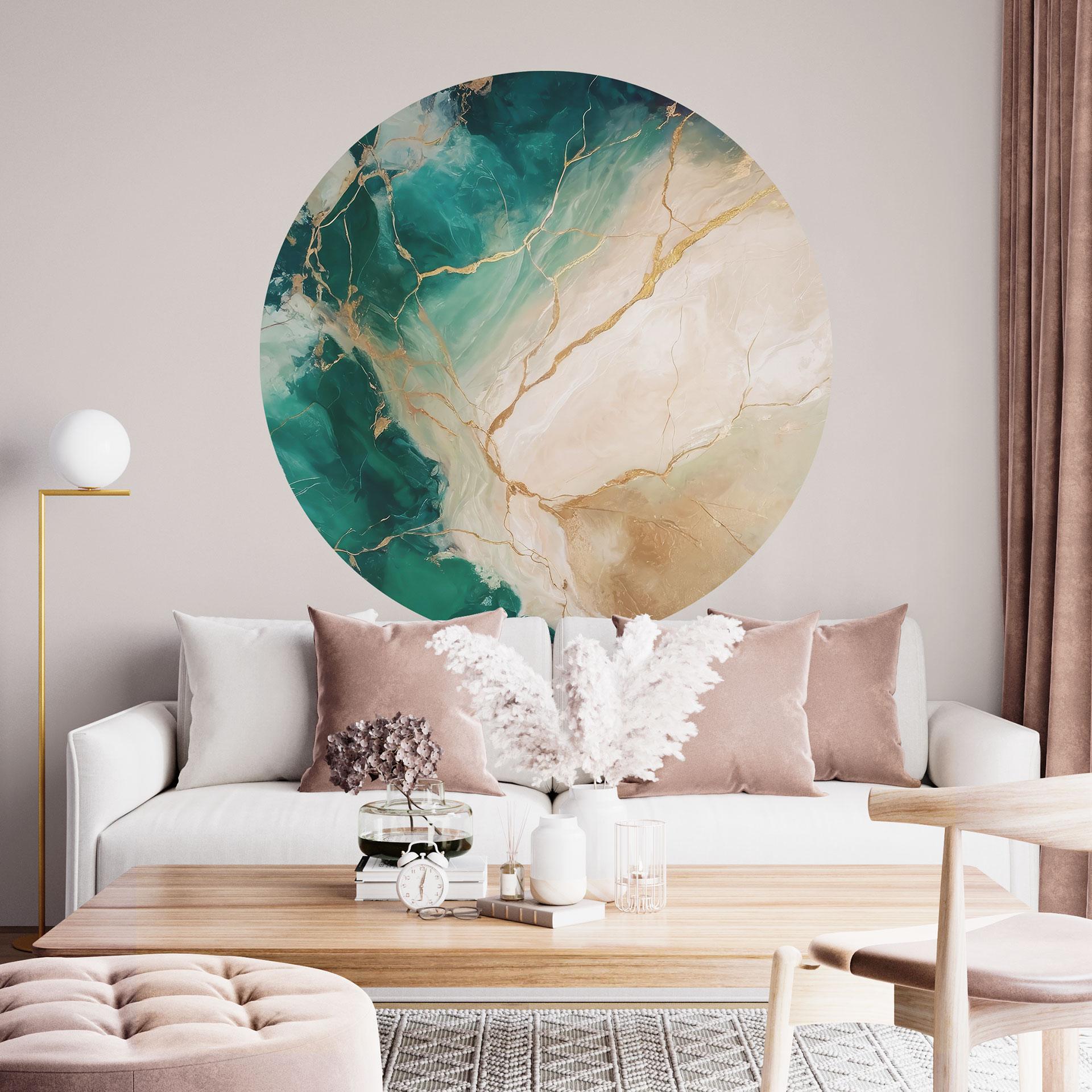Wallsticker Havets elegance - Gyldne vandløb - Alpenglow Workshop - Rund