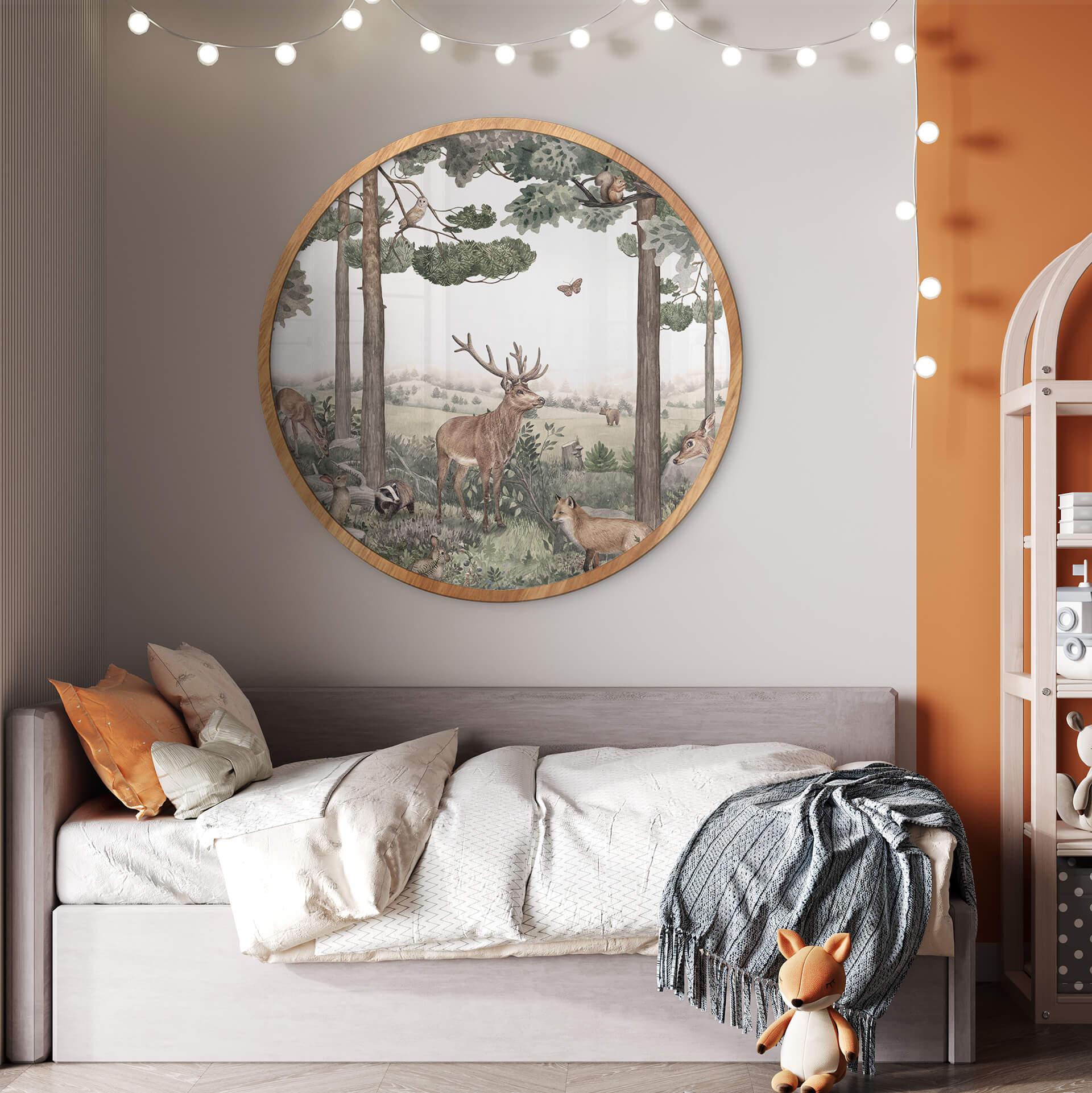 Poster Kikki Belle - Heimische Tiere im Wald - Rund