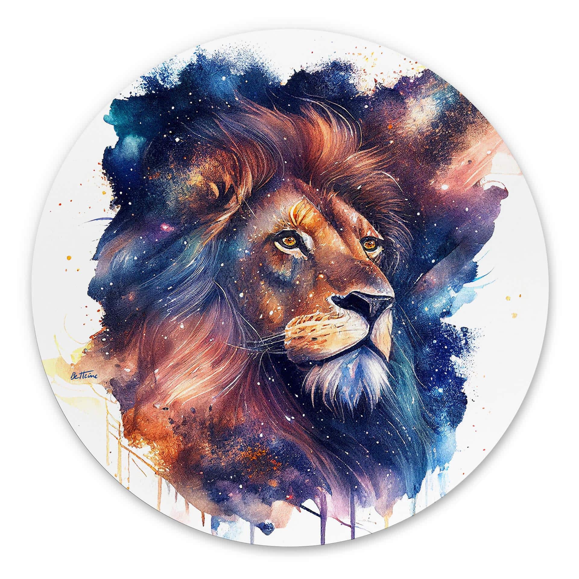 Vægcirkel Heine - Strong Lion – print på aluminium (Alu-Dibond)