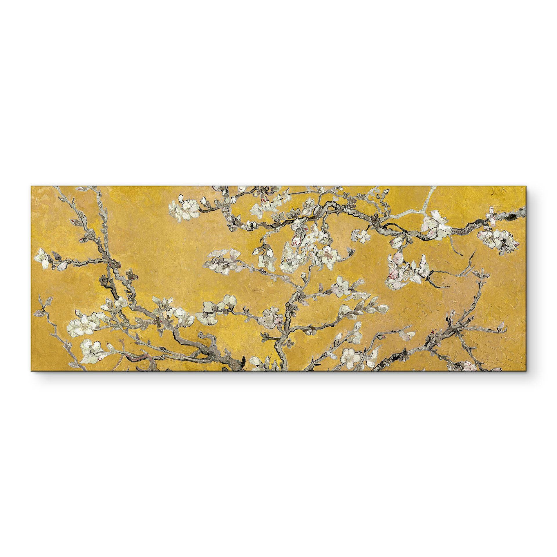 Wandbild van Gogh - Mandelblüte - ocker - Panorama - Alu-Dibond