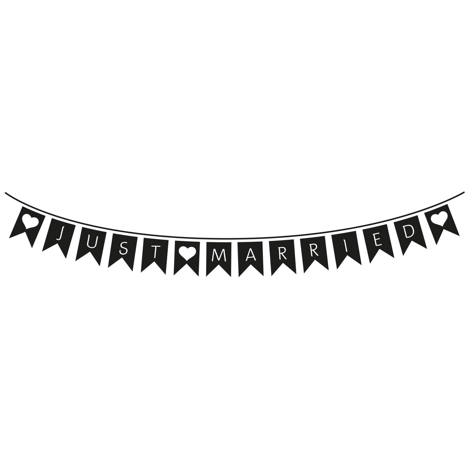 Wandtattoo Wimpel-Kette Just Married