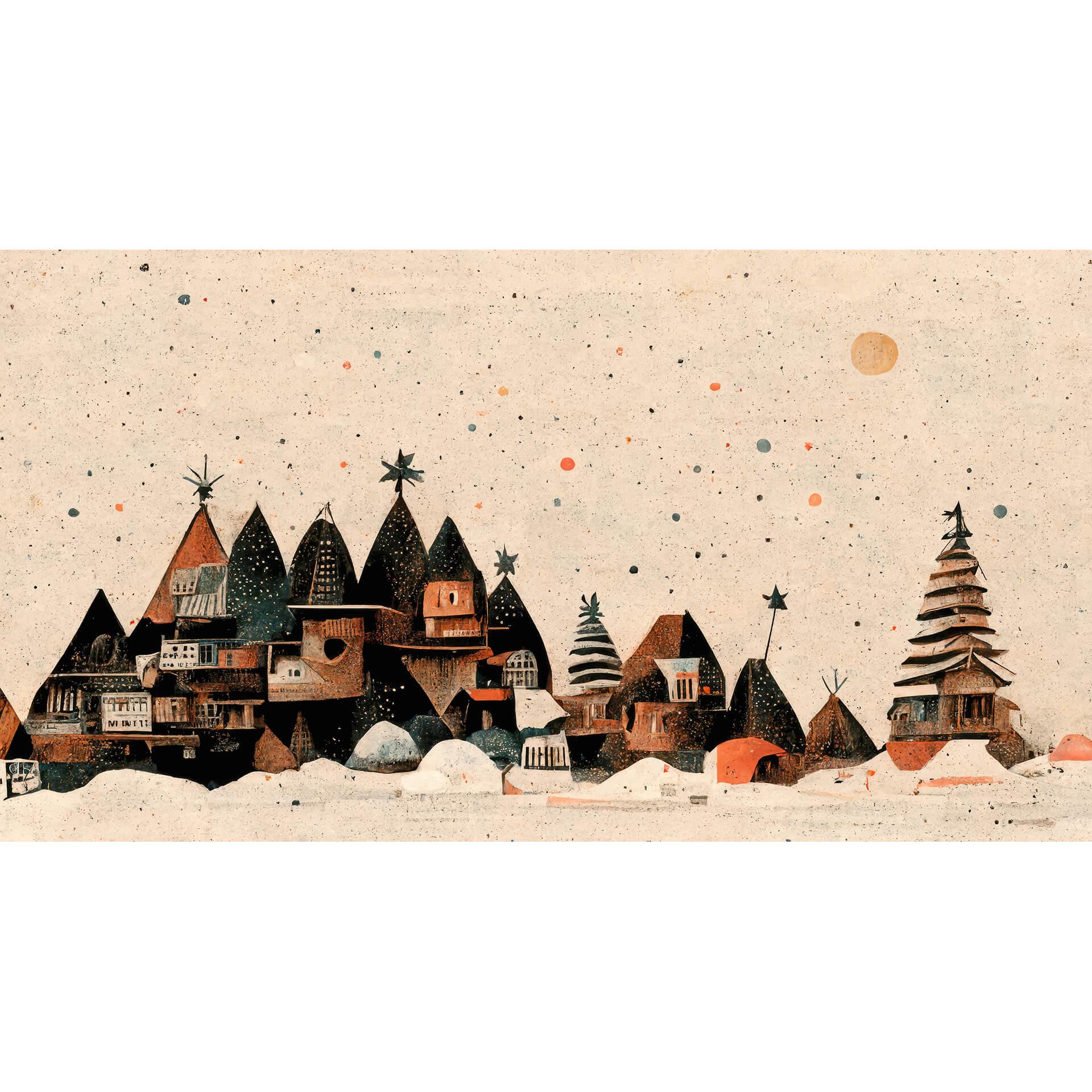 Fotobehang Treechild - Kerst in het Dorp