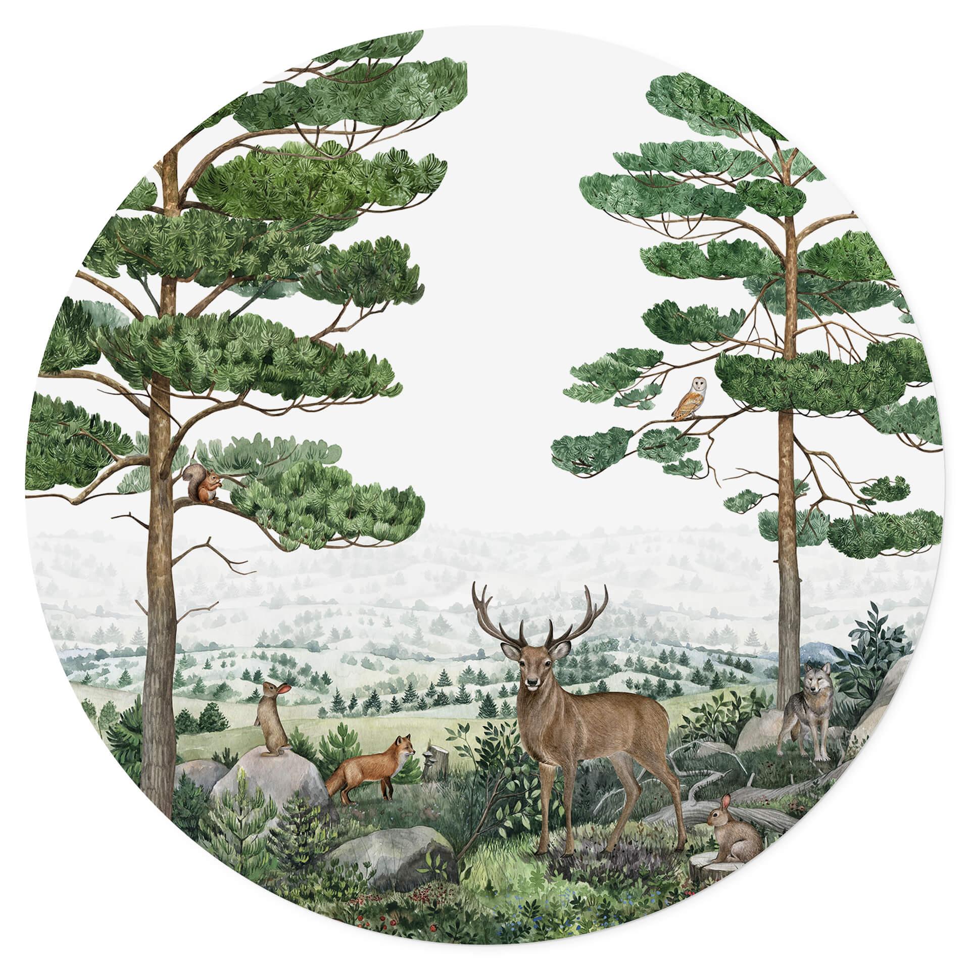 Wandtattoo Kikki Belle - Tierische Abenteuer im Grünen - Rund