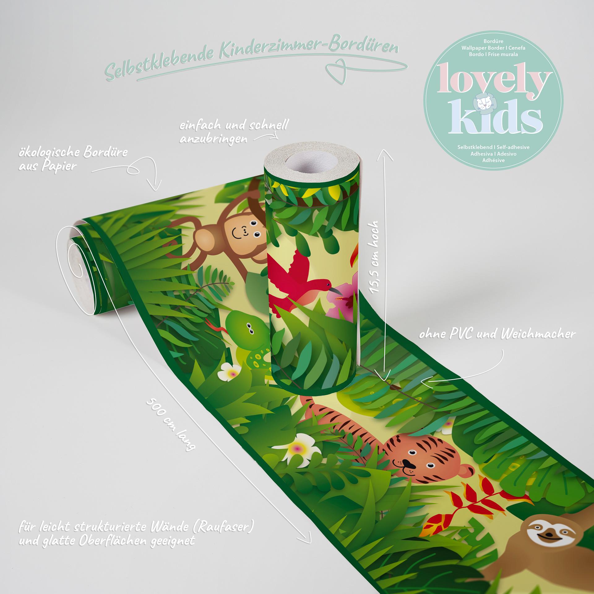 A.S. Création Lovely Kids Frise autocollante enfant - Vert, Multicolore