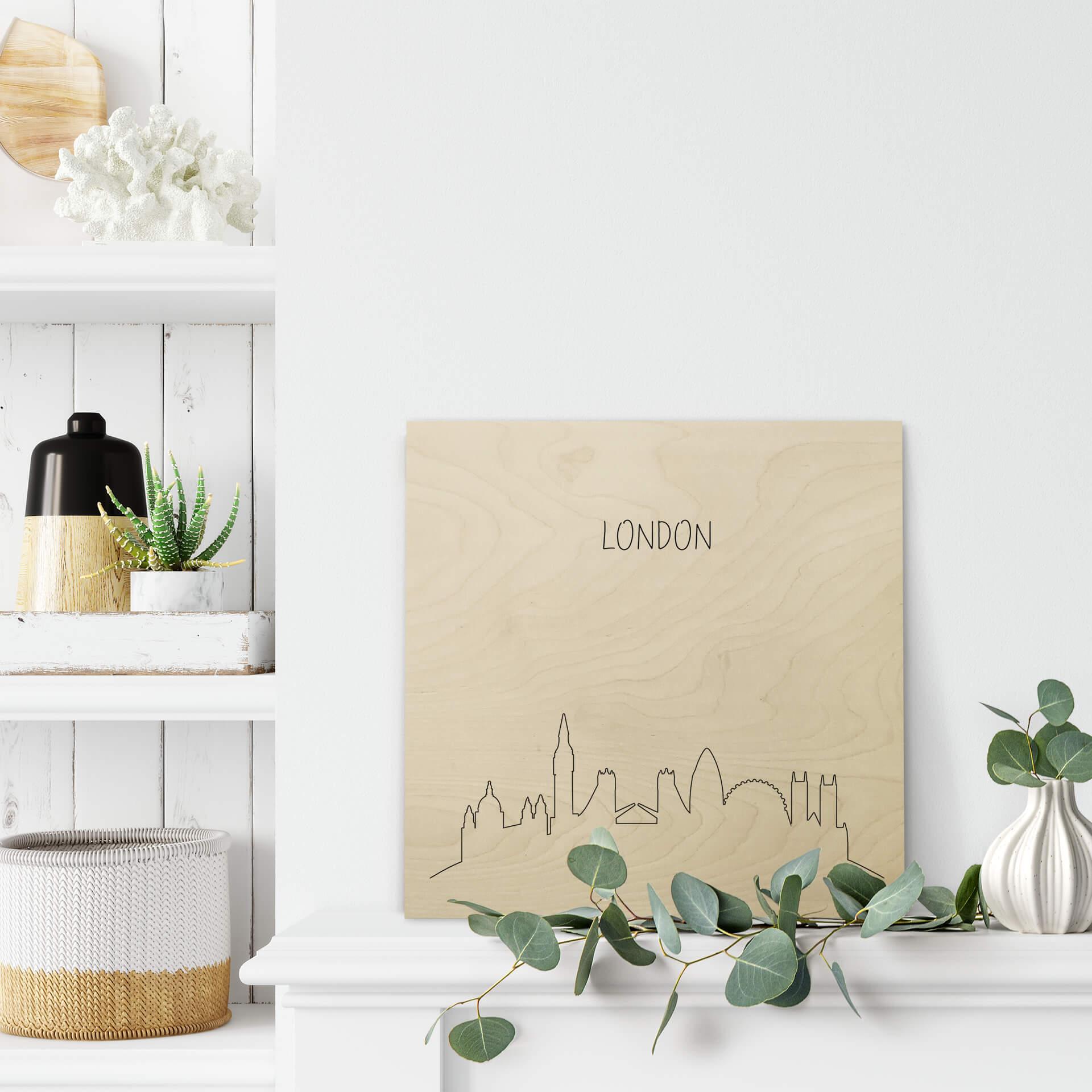 Plakat drewniany Skyline London Outline