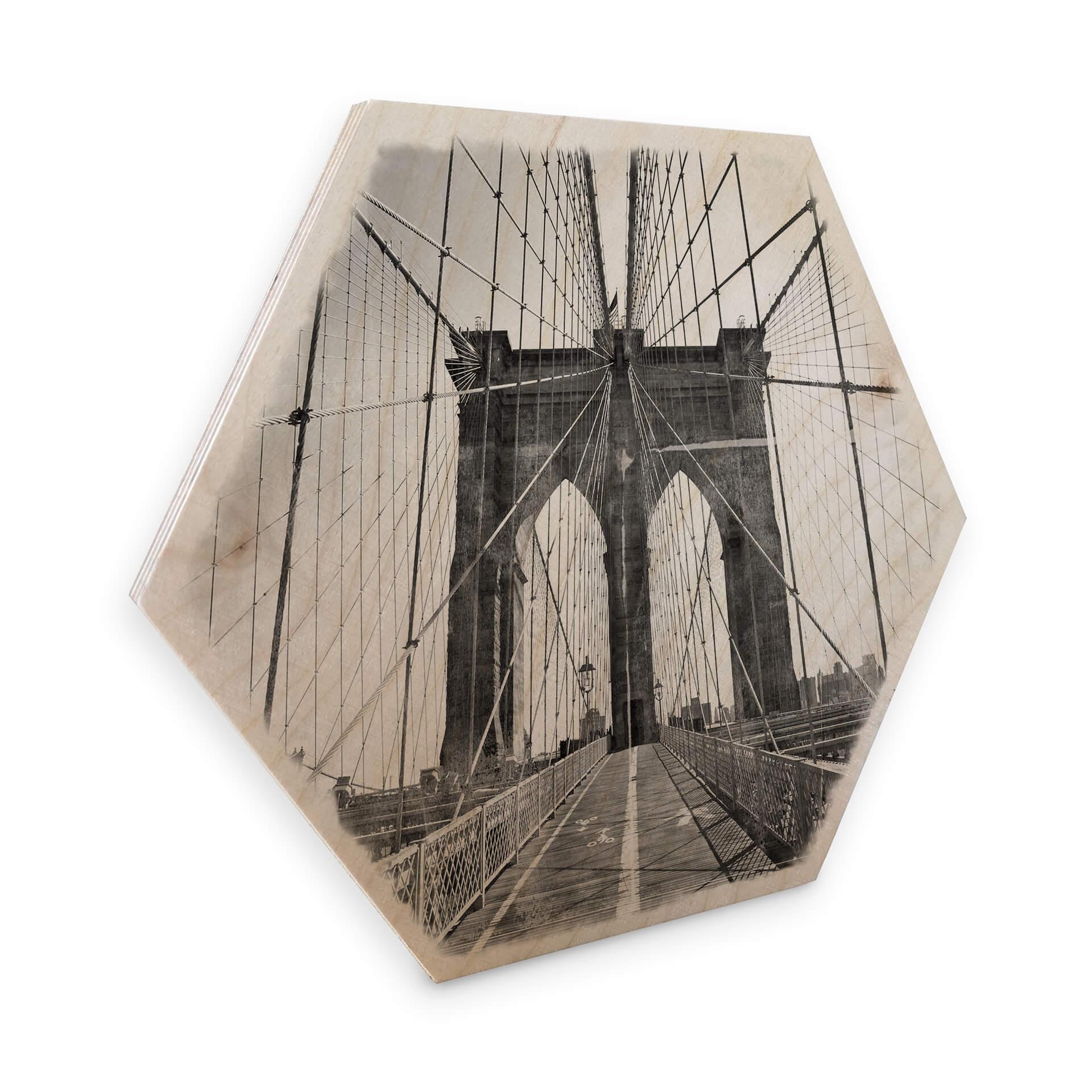 Hexagon Hout berkenfineer - Brooklyn Bridge