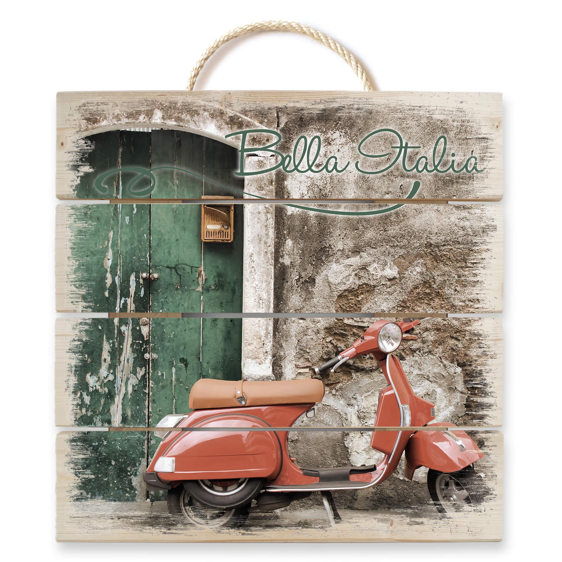 Houten Wanddecoratie Rode Scooter
