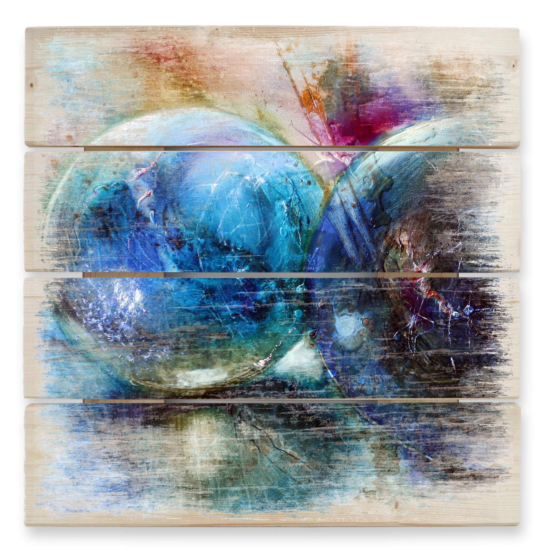 Schmucker Trätavla - Blå kulor - 40x41,5 cm