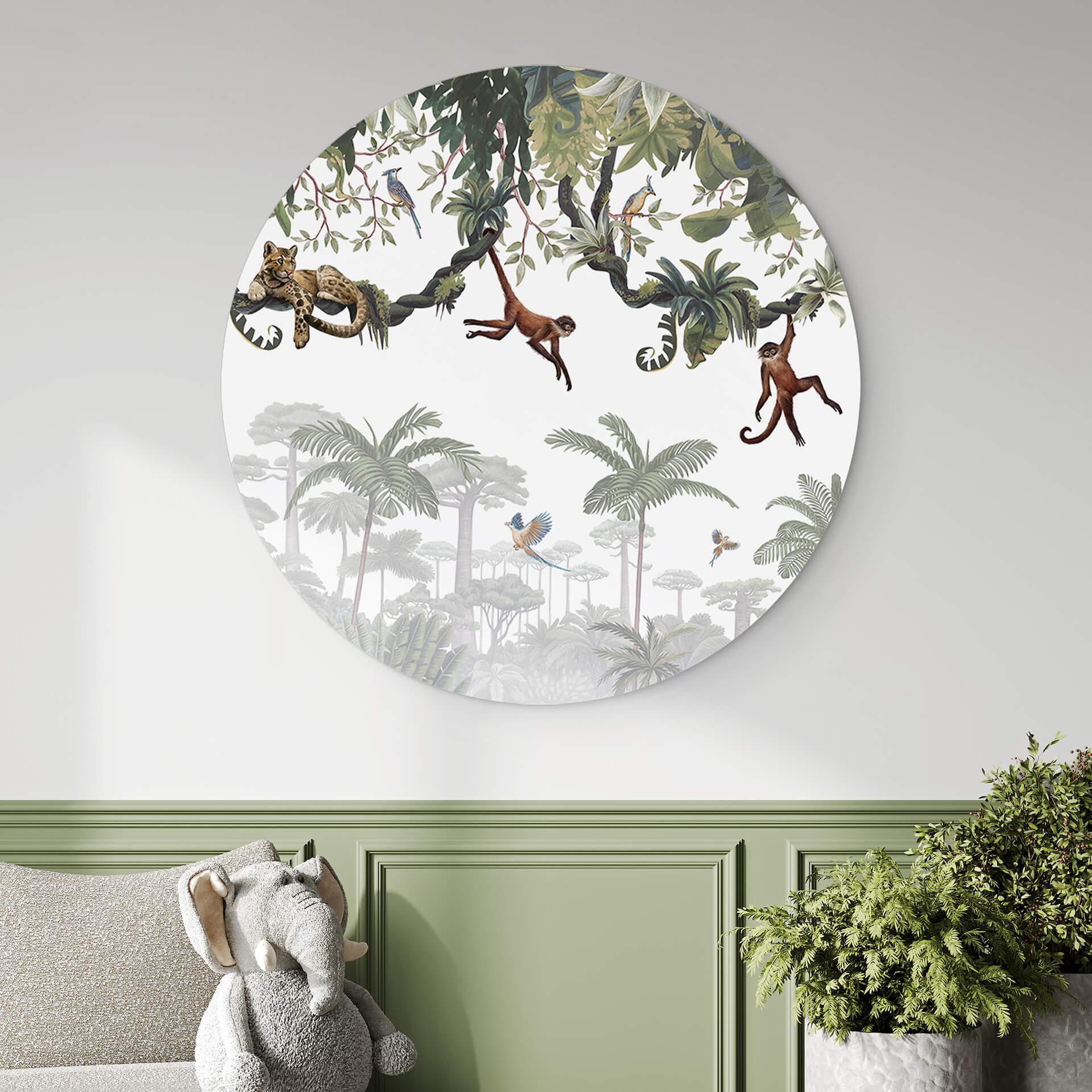 Kinderzimmer Wandbild Kikki Belle - Freche Äffchen - Alu-Dibond Rund