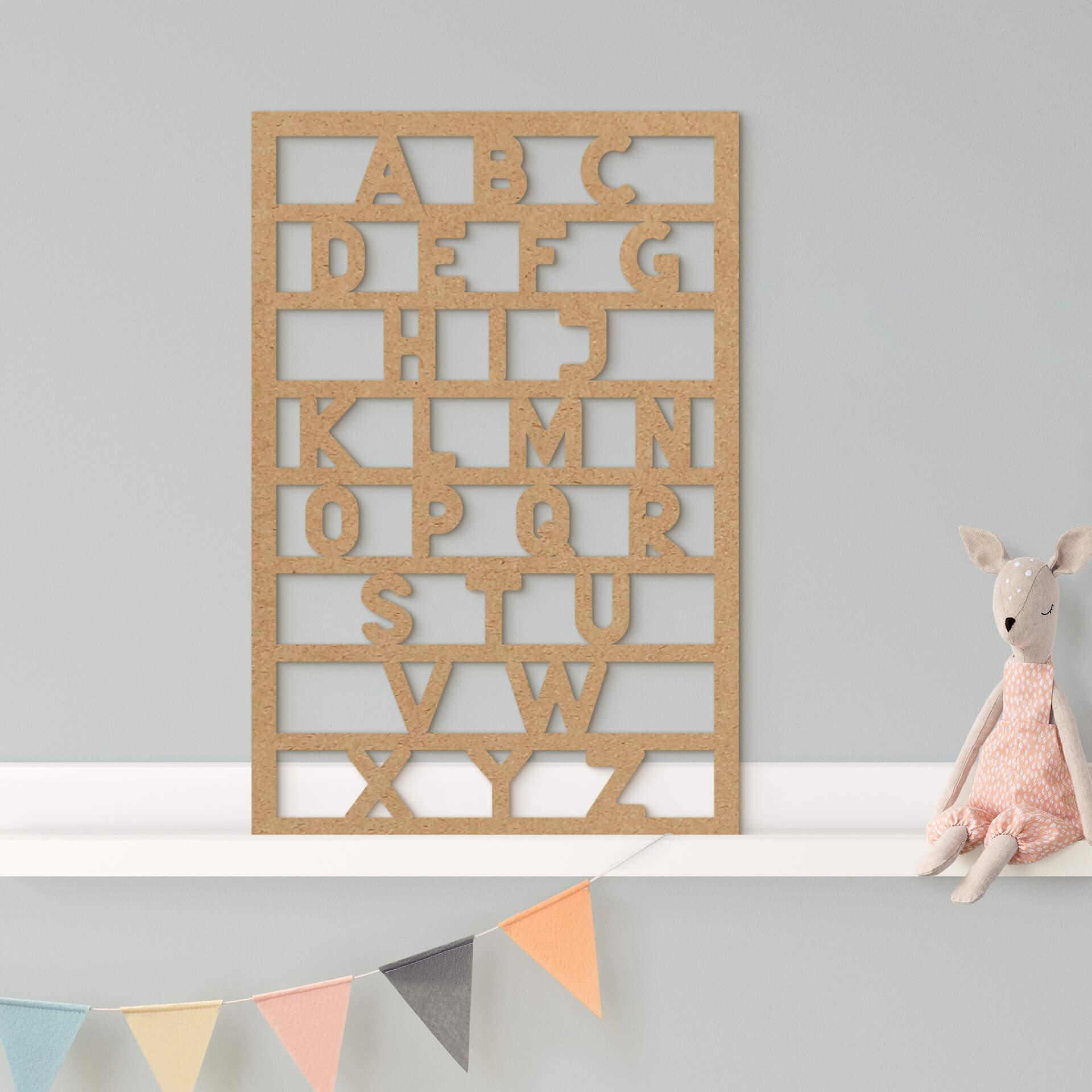 Alfabeto ABC Decoración en madera - MDF naturaleza