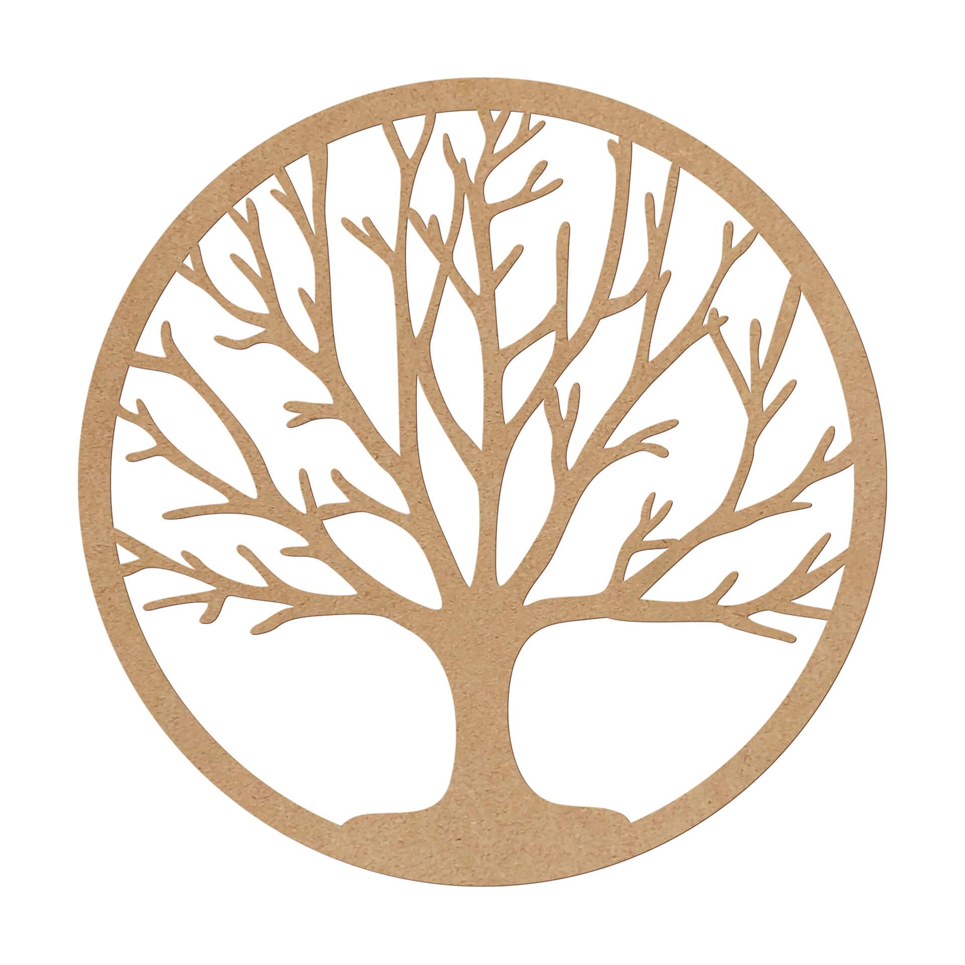 Decoración en madera árbol de la vida redondo - MDF nature