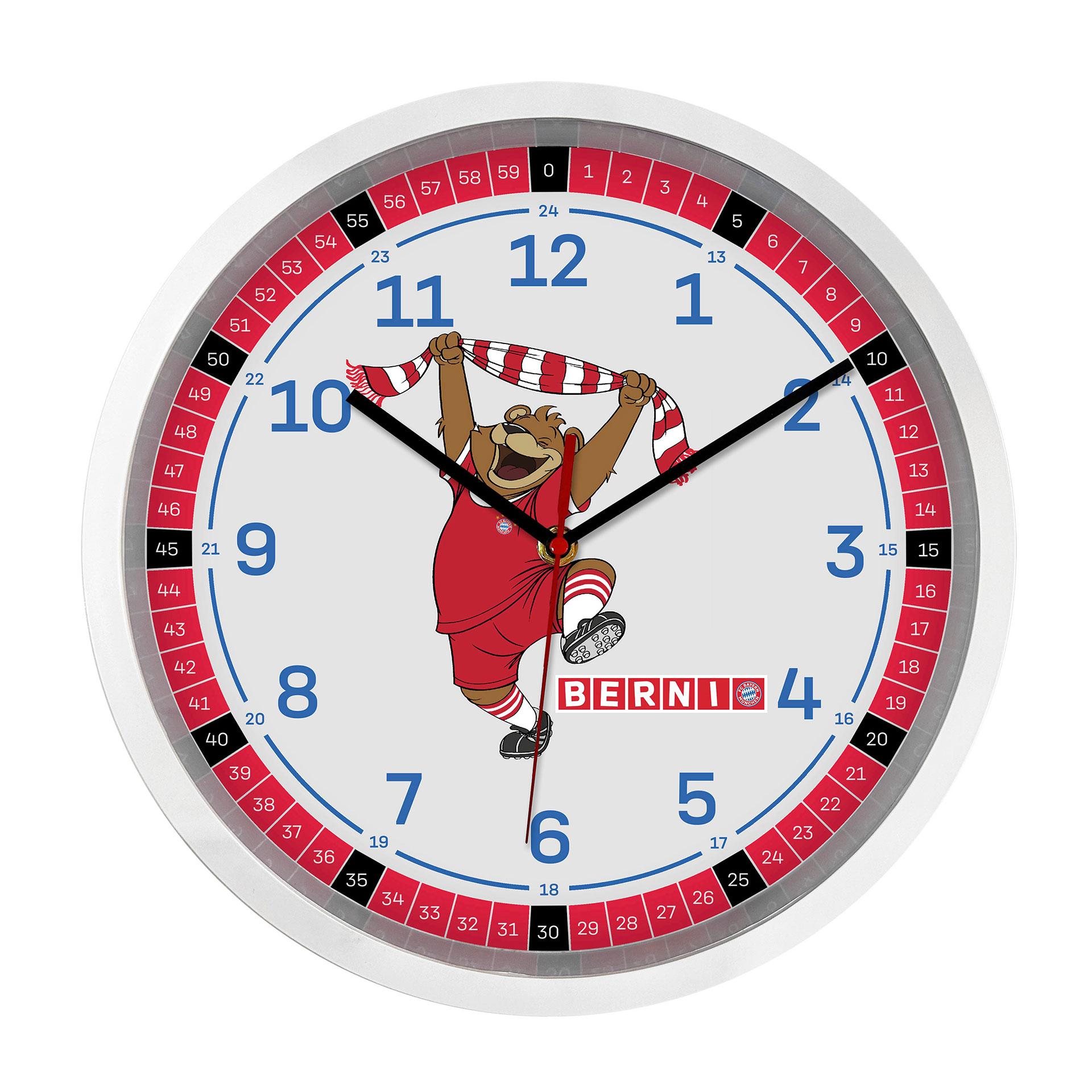 FC Bayern Wanduhr für Kinder - Maskottchen Berni Ø29 cm