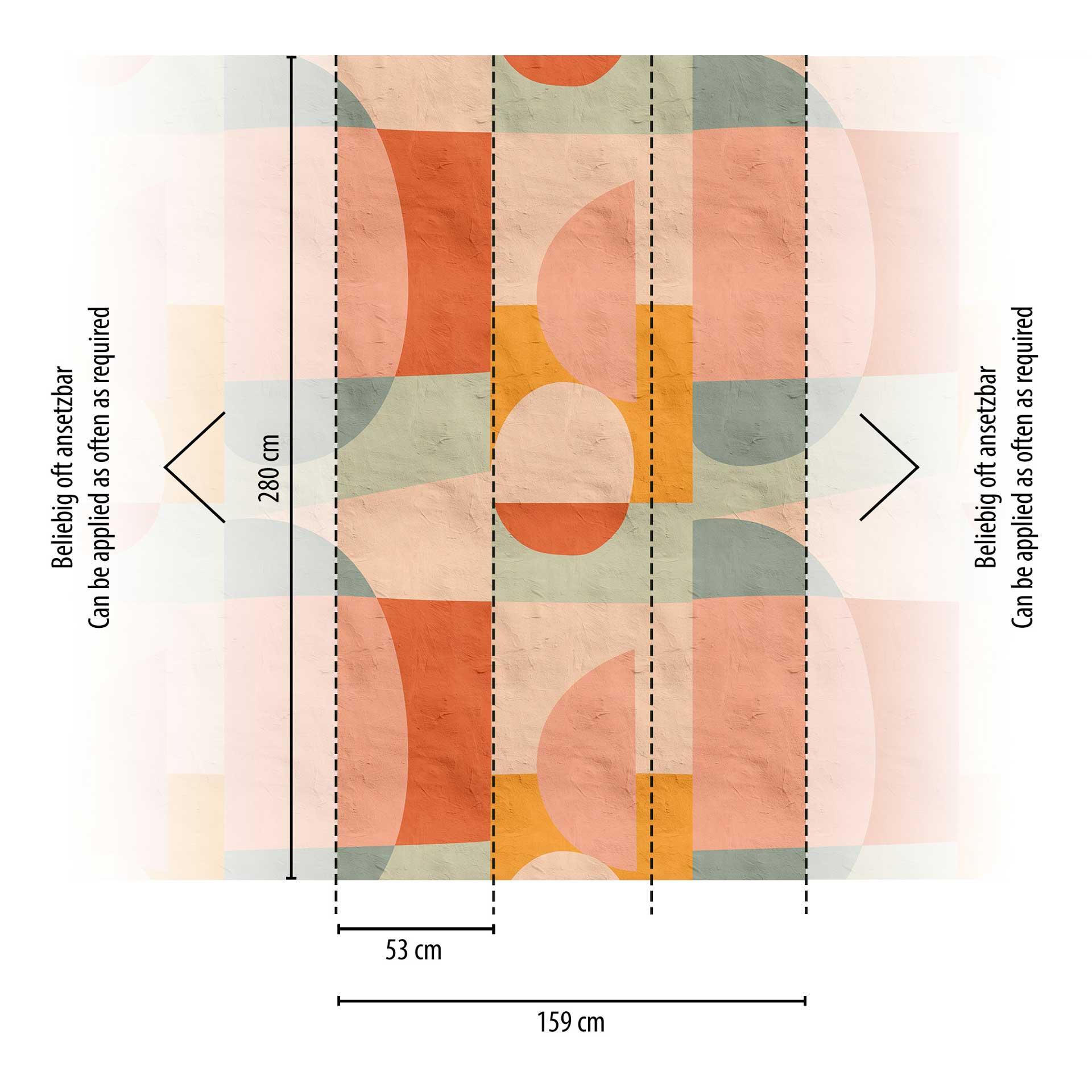 Abstract fotobehang met geometrisch patroon - vliesbehang retro kleuren - modern behang