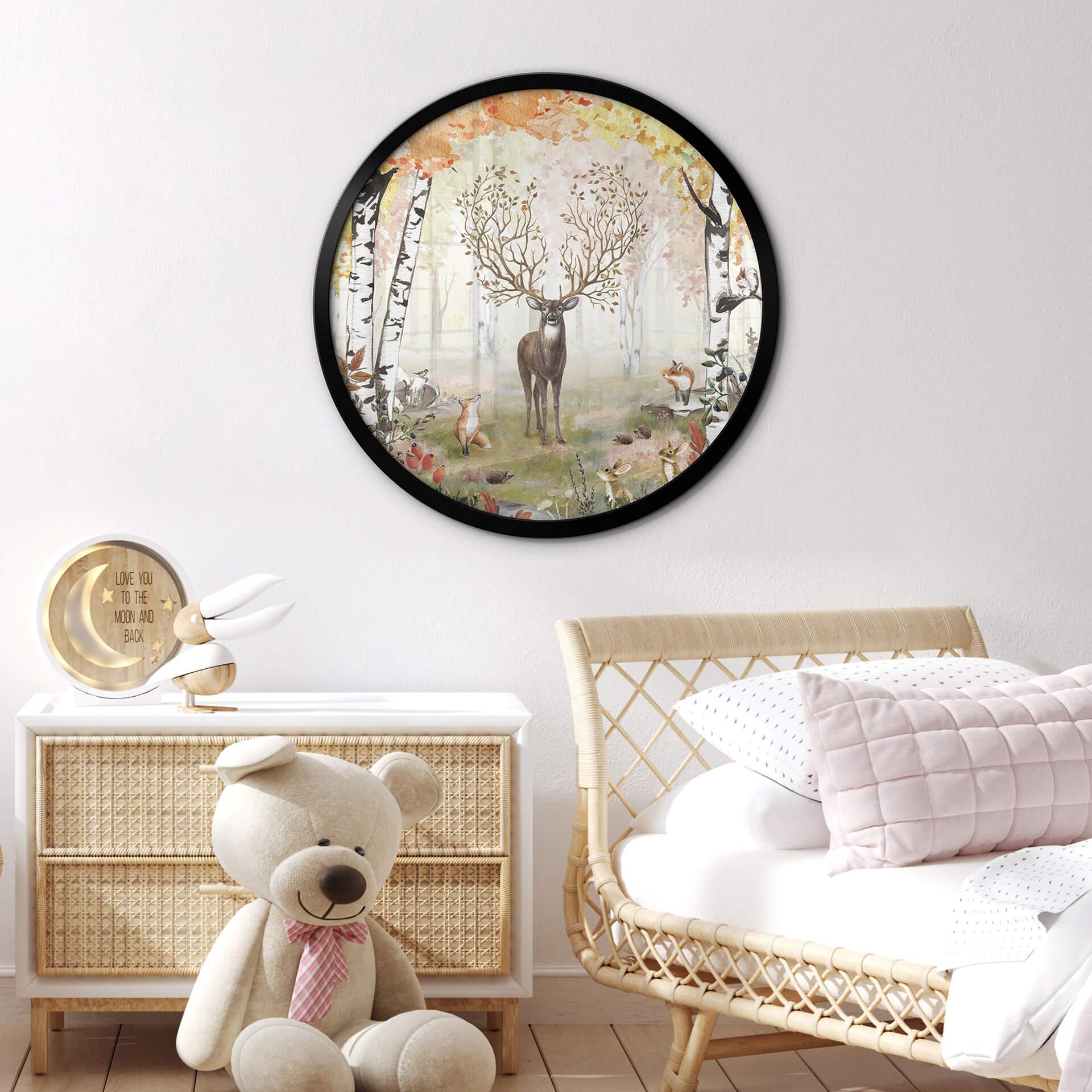 Poster Kikki Belle - Hirsch im Herbst - Rund