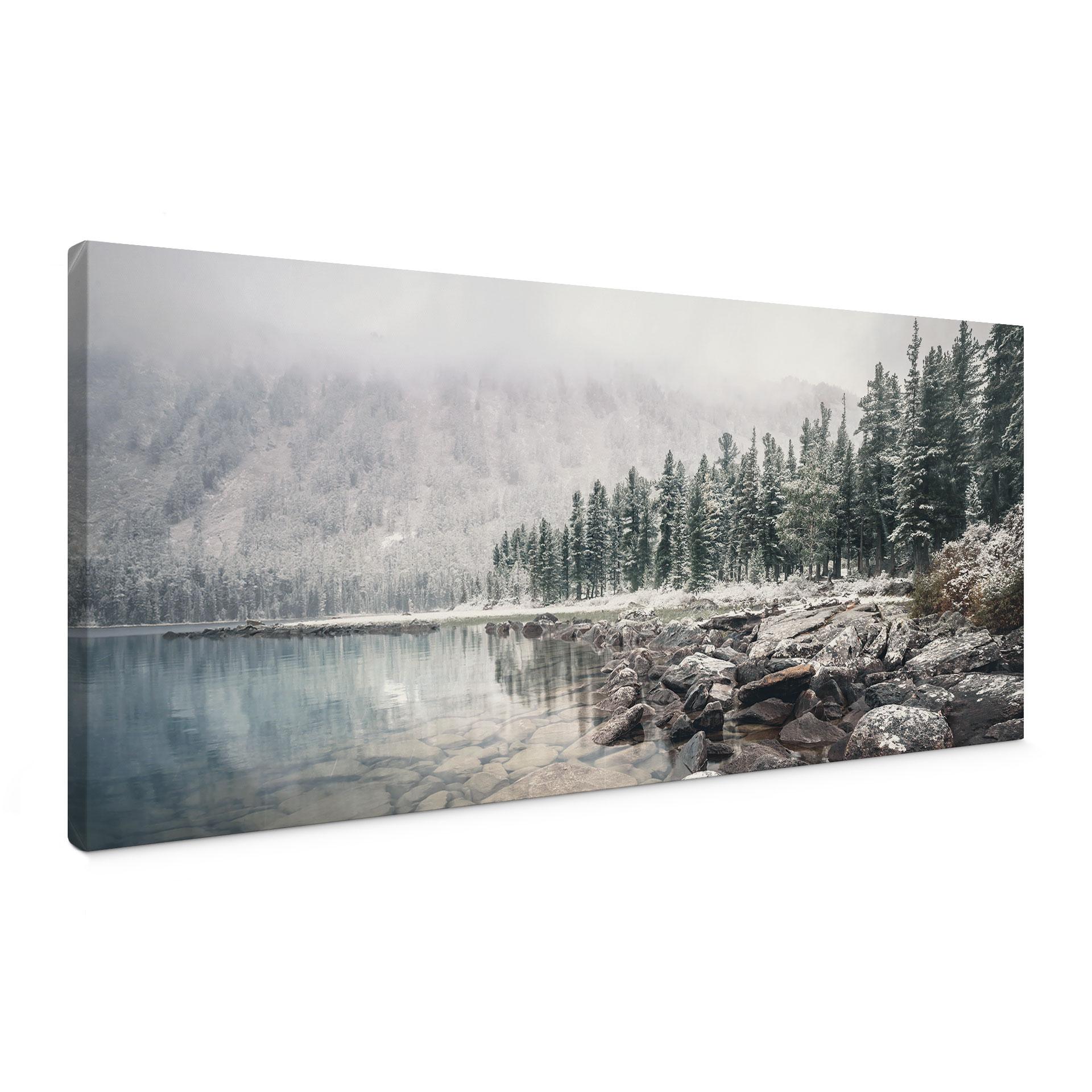 Canvasbillede Vinterskov ved søen - Rostovskiy - Panorama