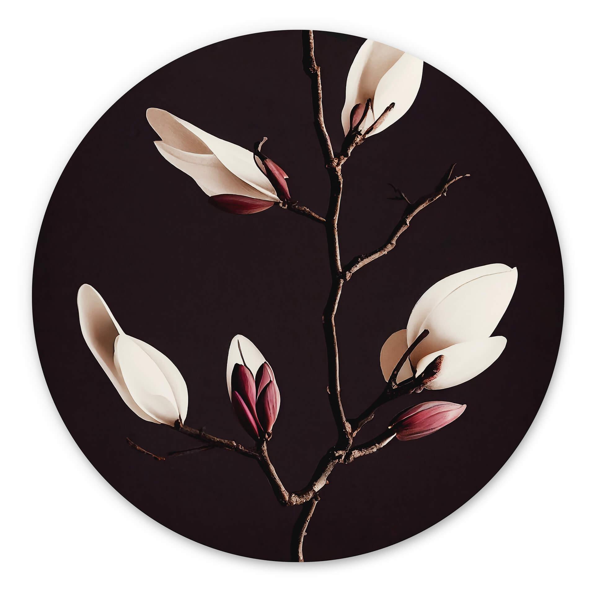 Vægcirkel Treechild - Magnolia Blossoms – print på aluminium (Alu-Dibond)