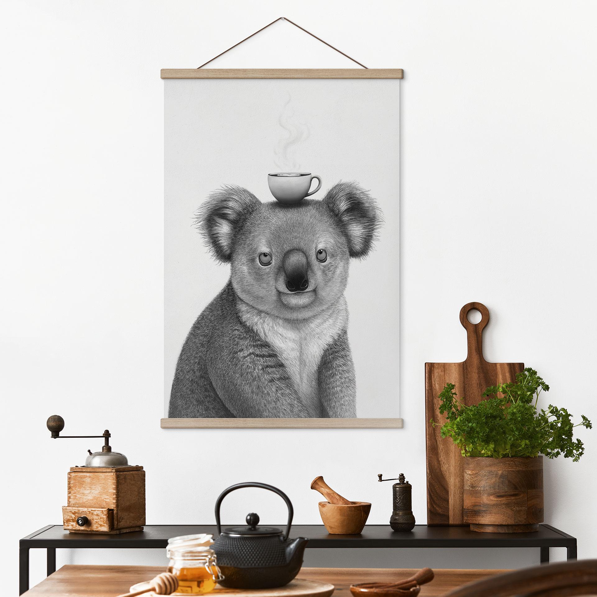 Obraz tkaniny Koala z kawą - Korenkova
