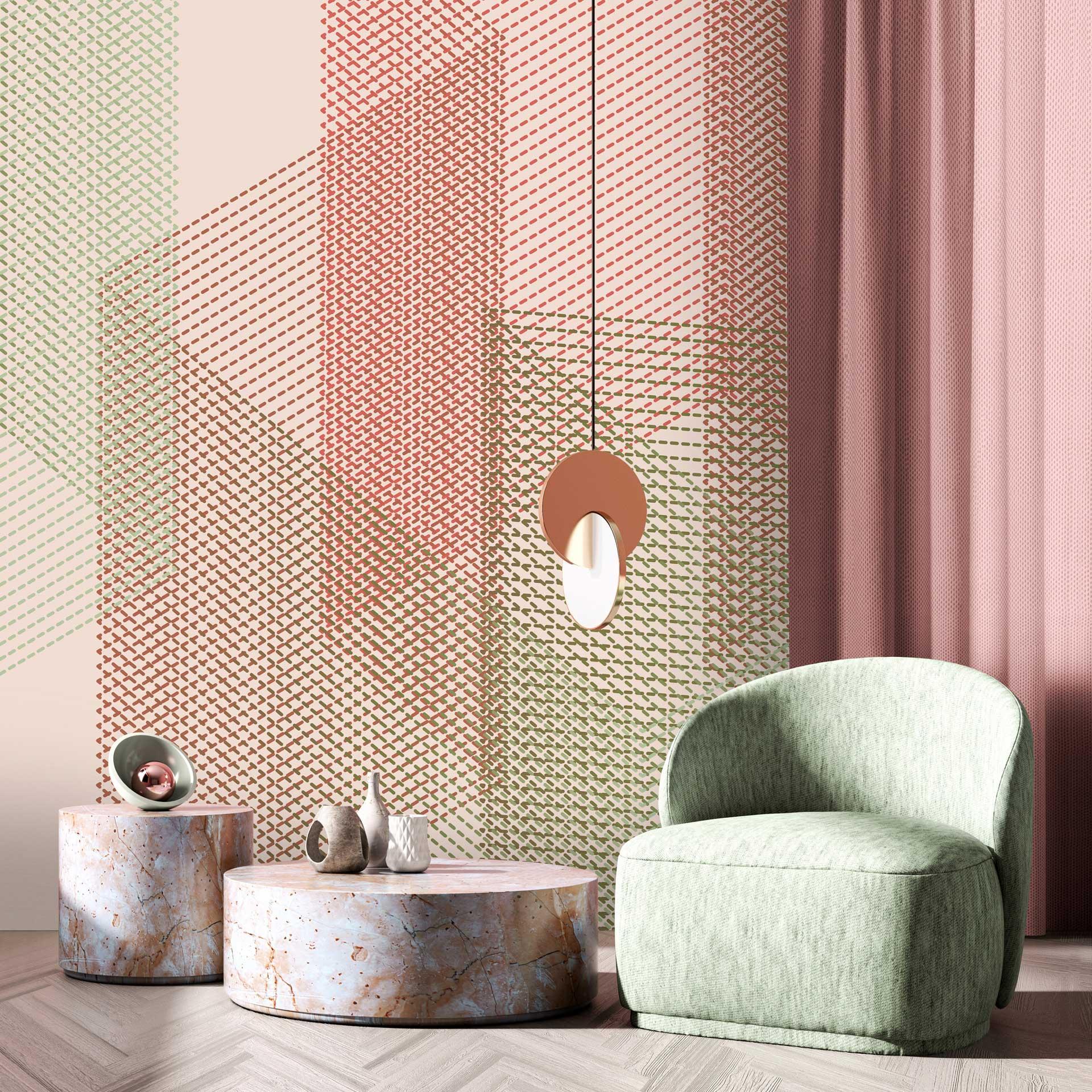 Geometrisk fototapet i pastelfarver - 3D non-woven tapet