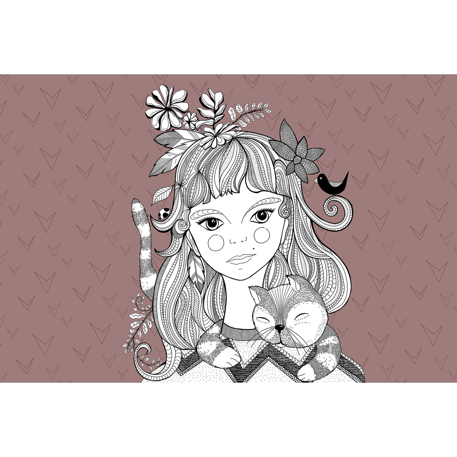 Livingwalls papier peint photo ARTist Catgirl rouge