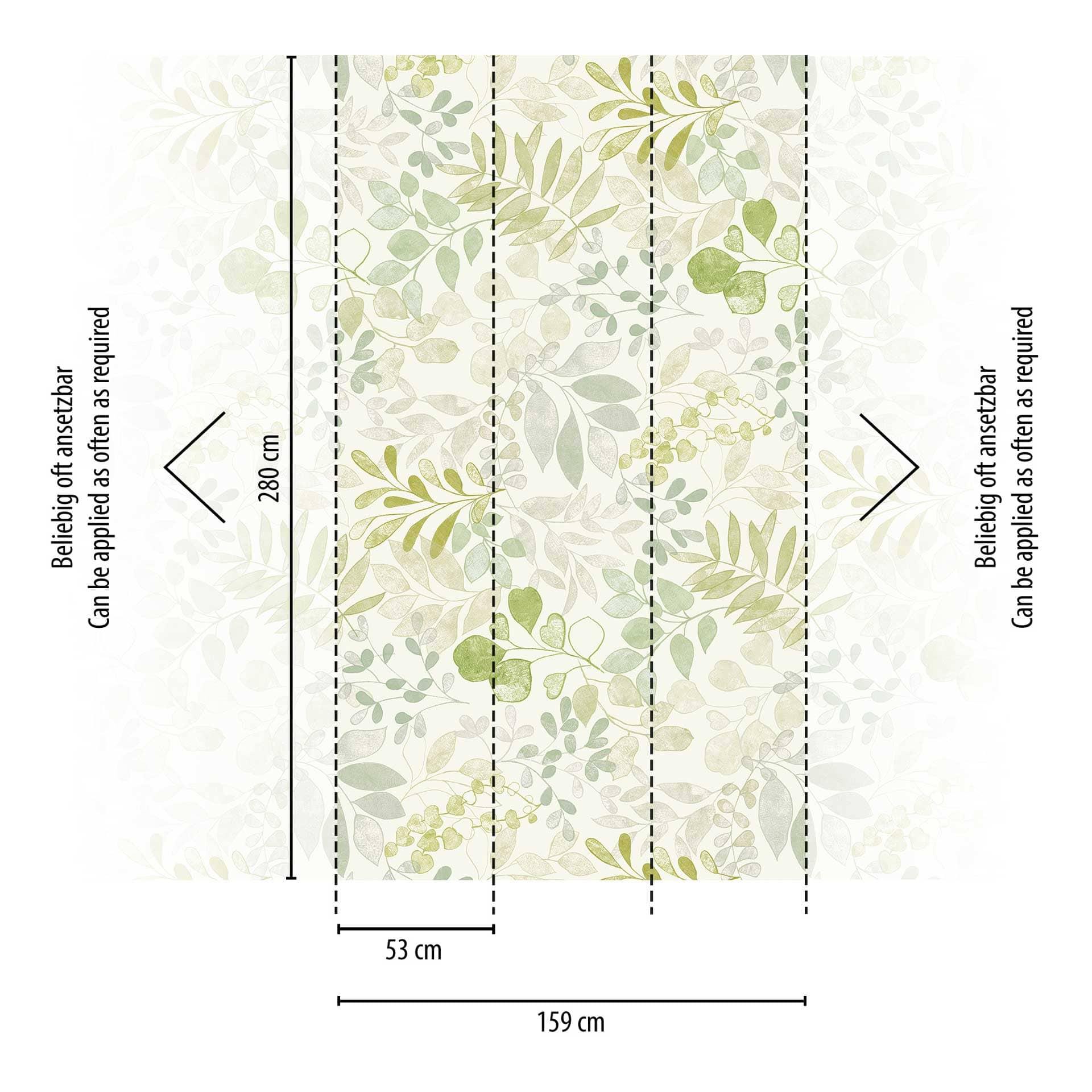 Vliesbehang met bladmotief groen beige - bloemenbehang - natuurlook