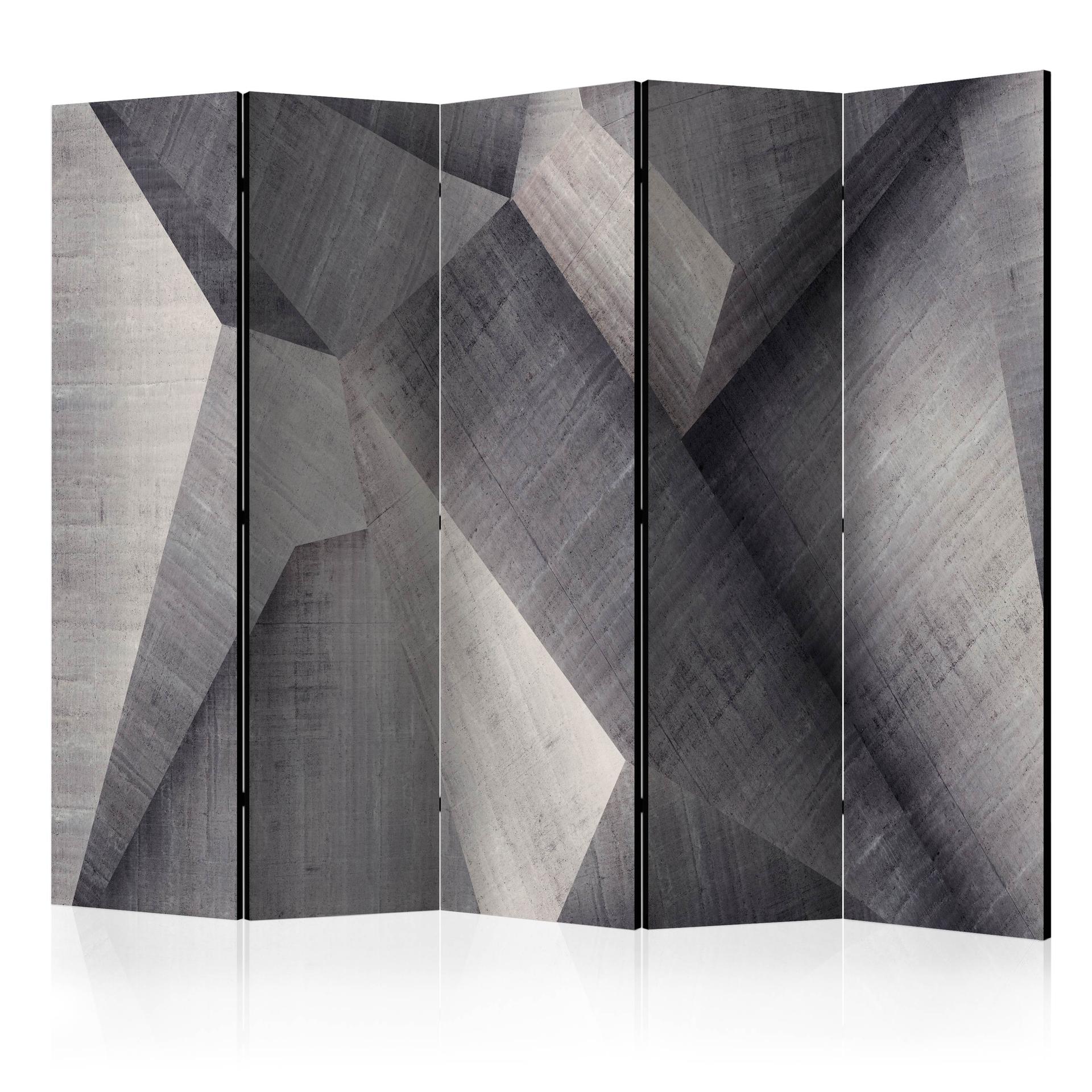 Rumdeler - Abstrakte betonblokke, 5-delt - 225x172 cm