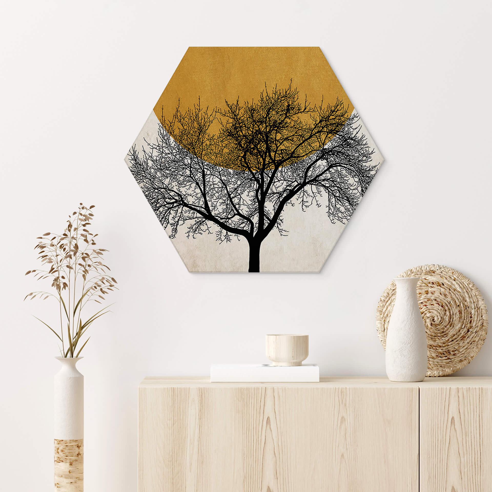 Hexagon Alu-Dibond Kubistika - Wintermorgen