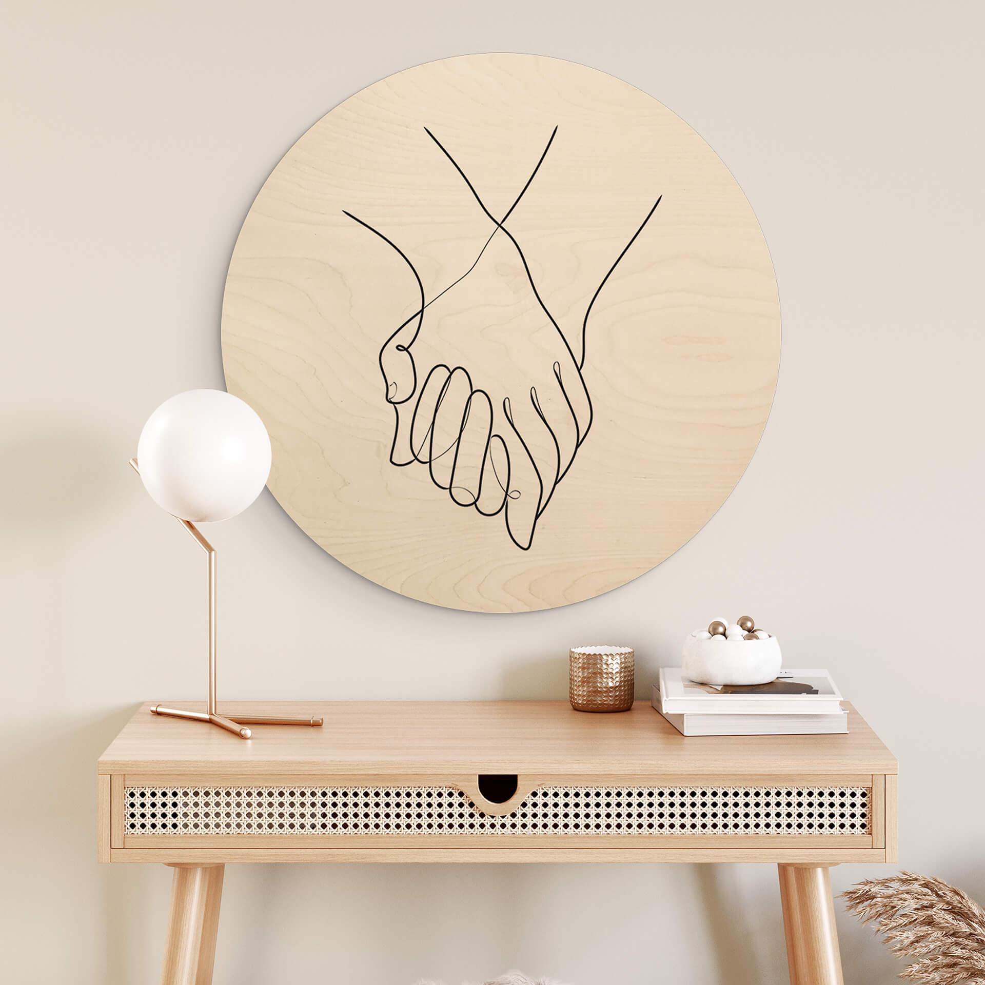 Billede af træ 1X Studio - Line Art Hand in Hand - Round